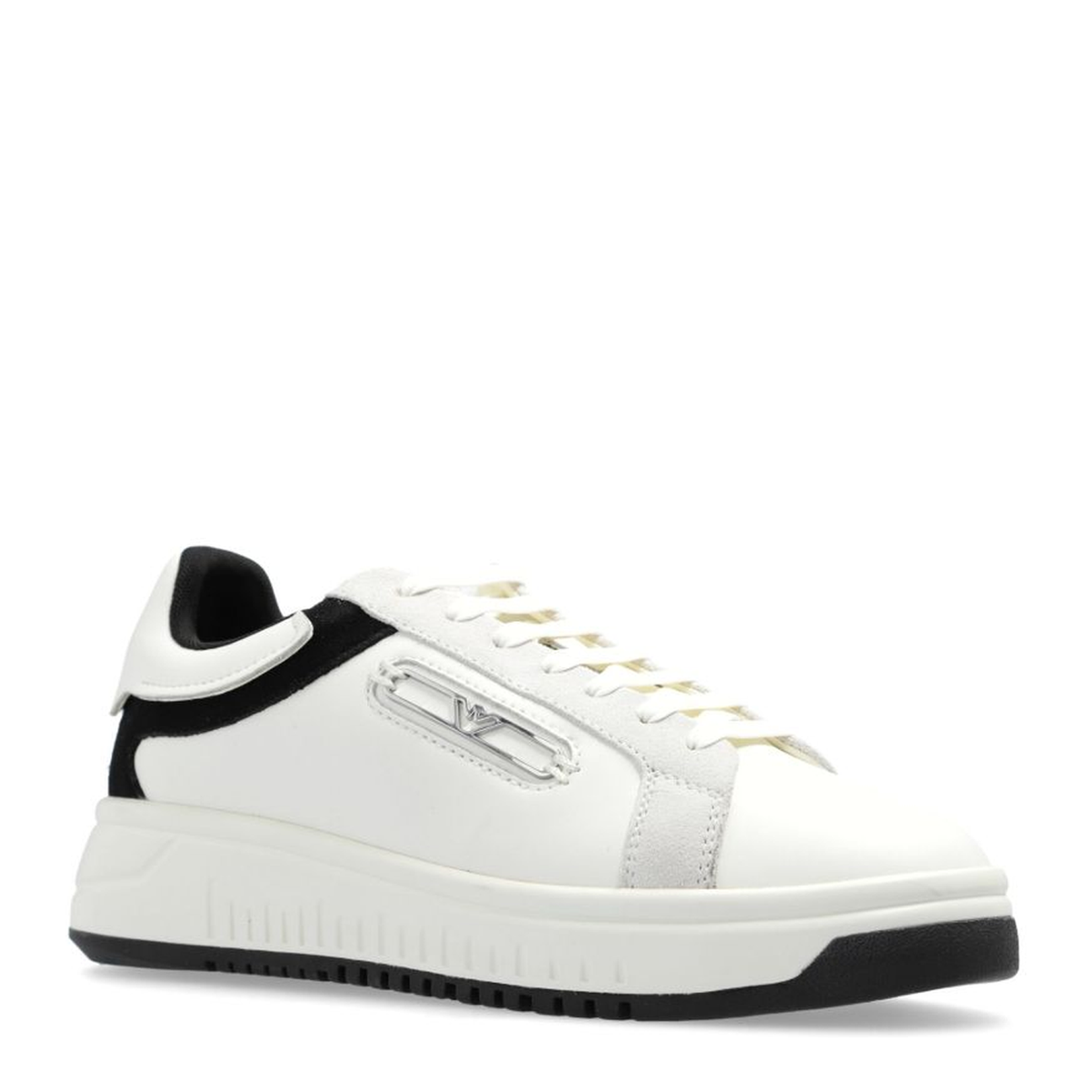 Leather Sneakers with Suede Details and Eagle Plate