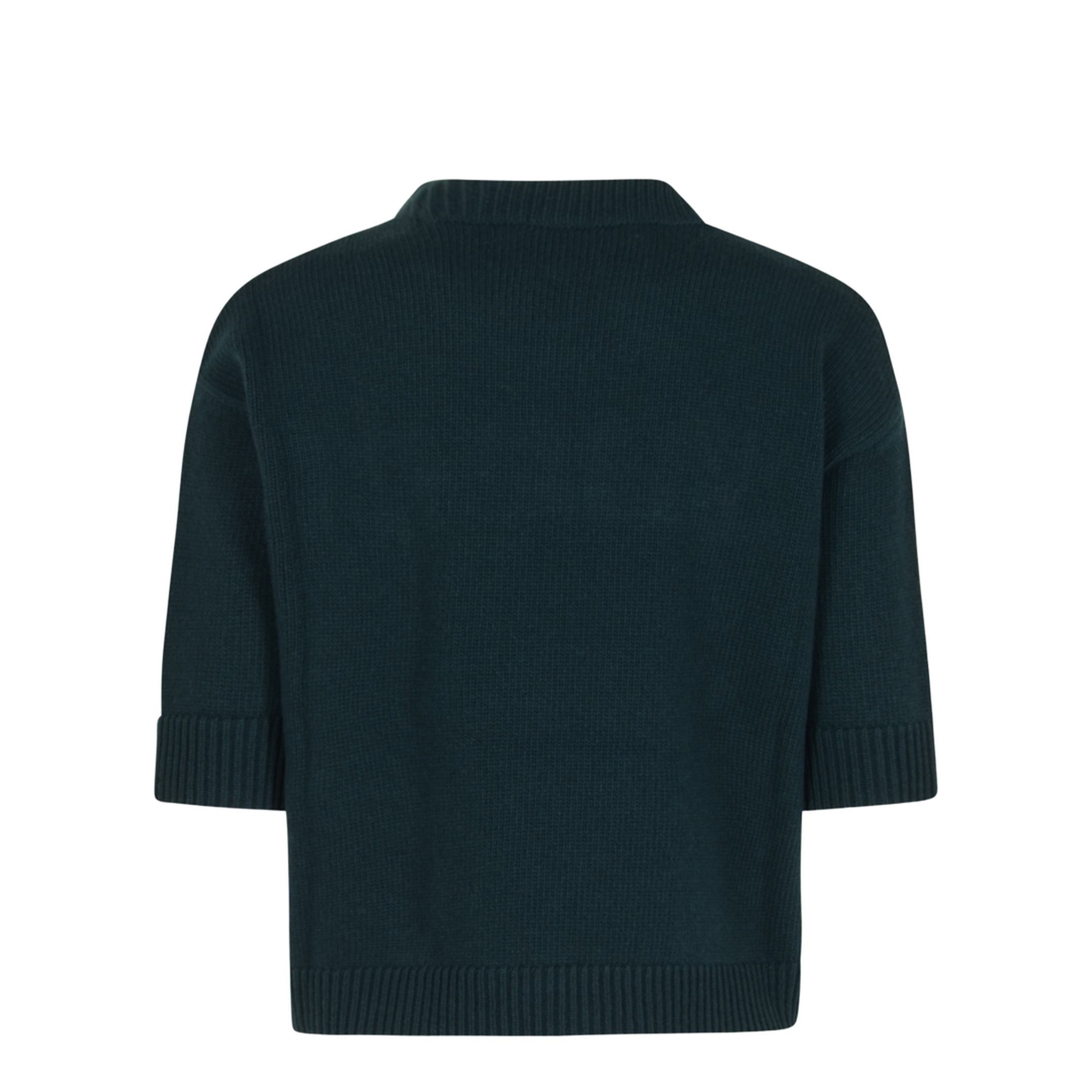 Soft Wool Top with Intarsia in Dark Green