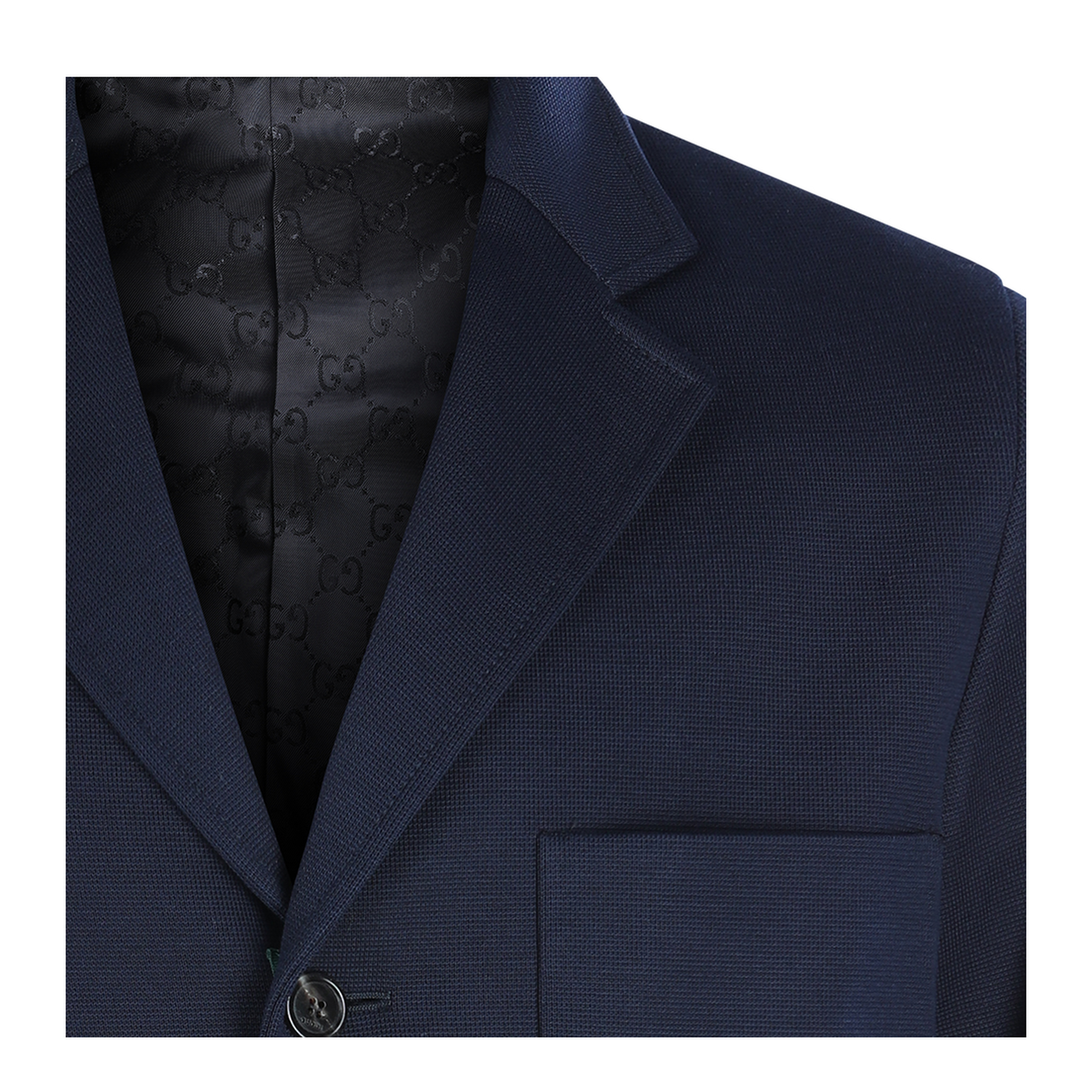 Single-breast Cotton Jersey Jacket in Dark Blue
