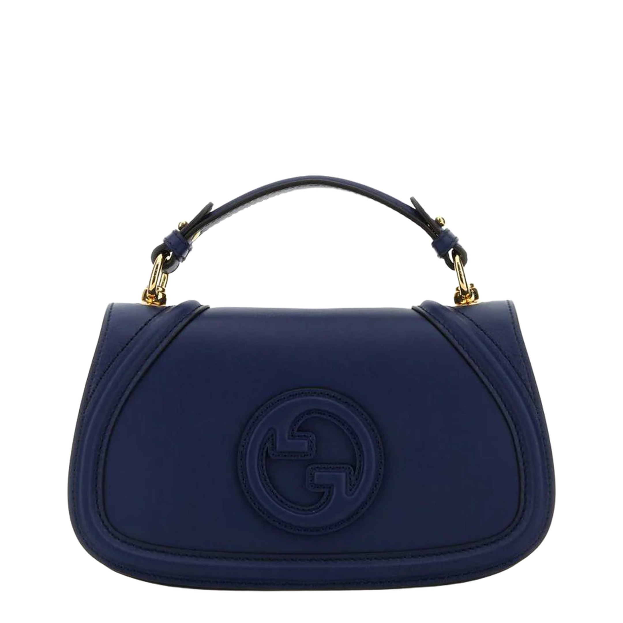 Blondie Medium Top Handle Bag in Blue Leather