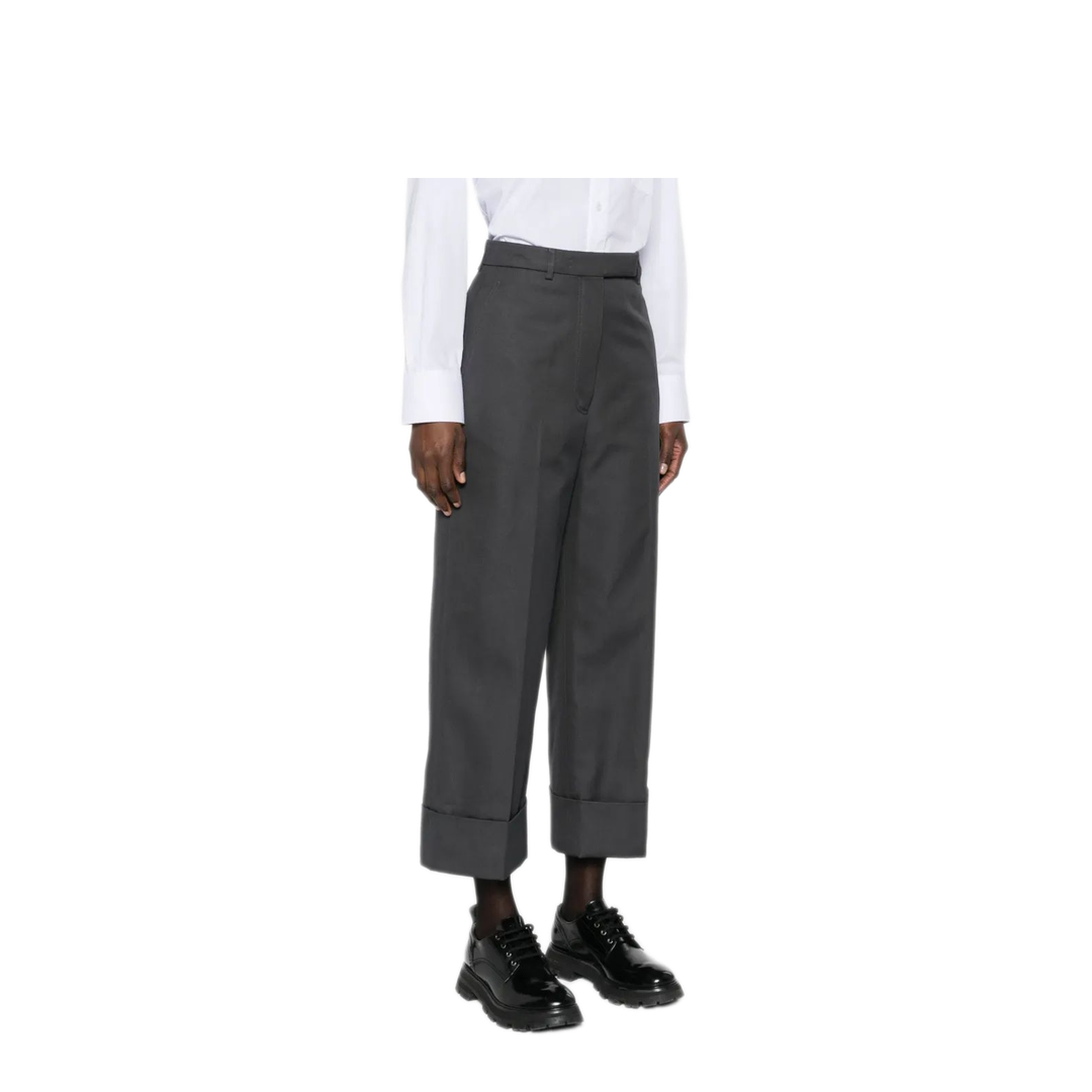 MAYFEYR - Thom Browne - High Waisted Straight Leg Trouser In Organic Cotton Canvas - FTC444UF0345025