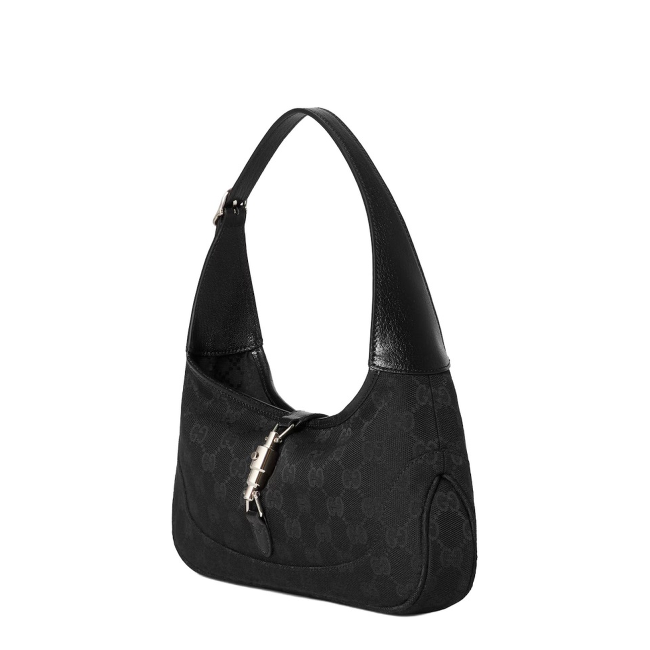 Jackie Slim Medium Canvas Shoulder Bag - Black