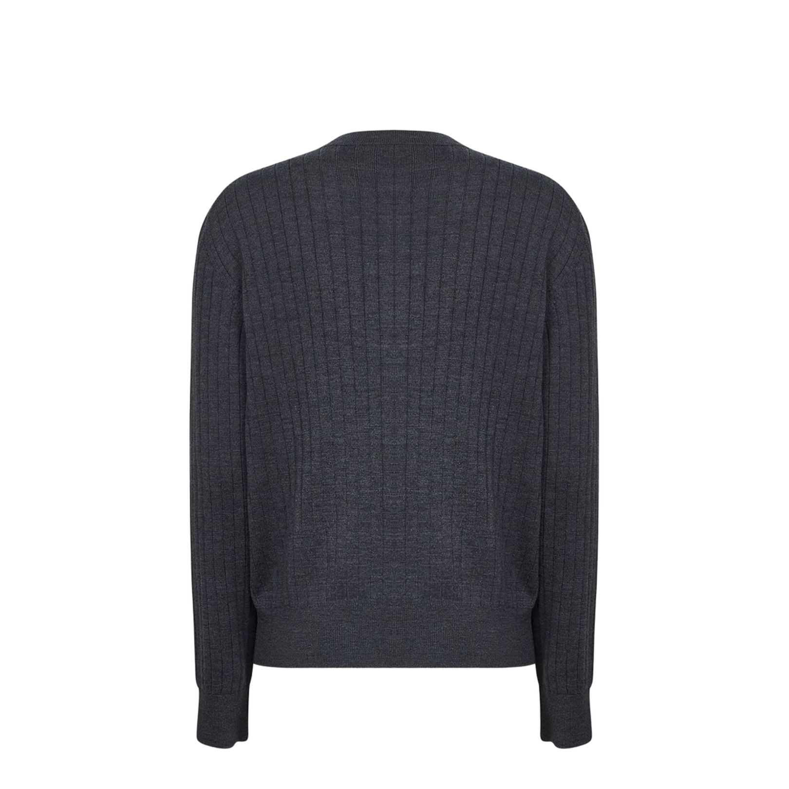 Wool Rib Cardigan in Anthracite