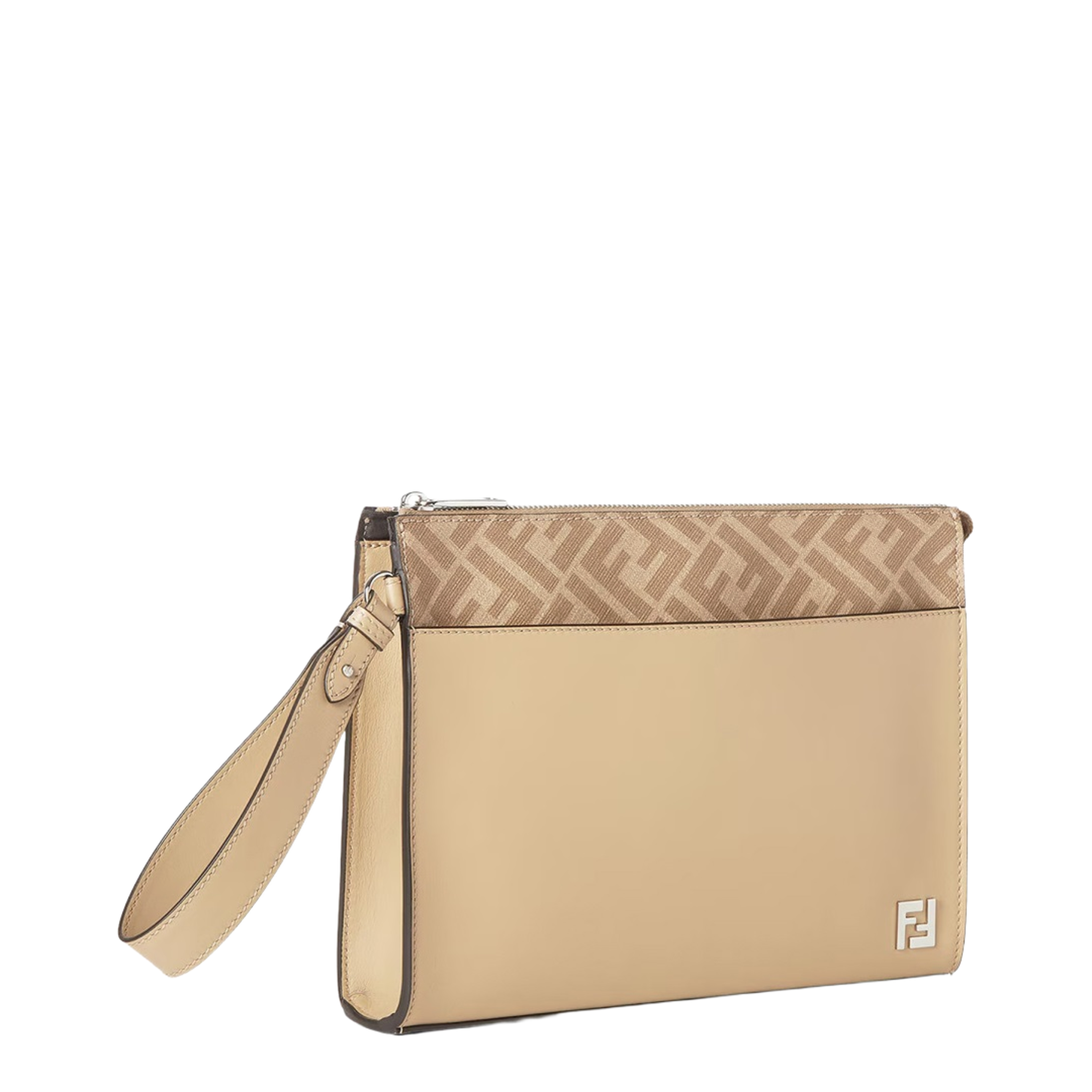 FF Squared Clutch Fabric Beige