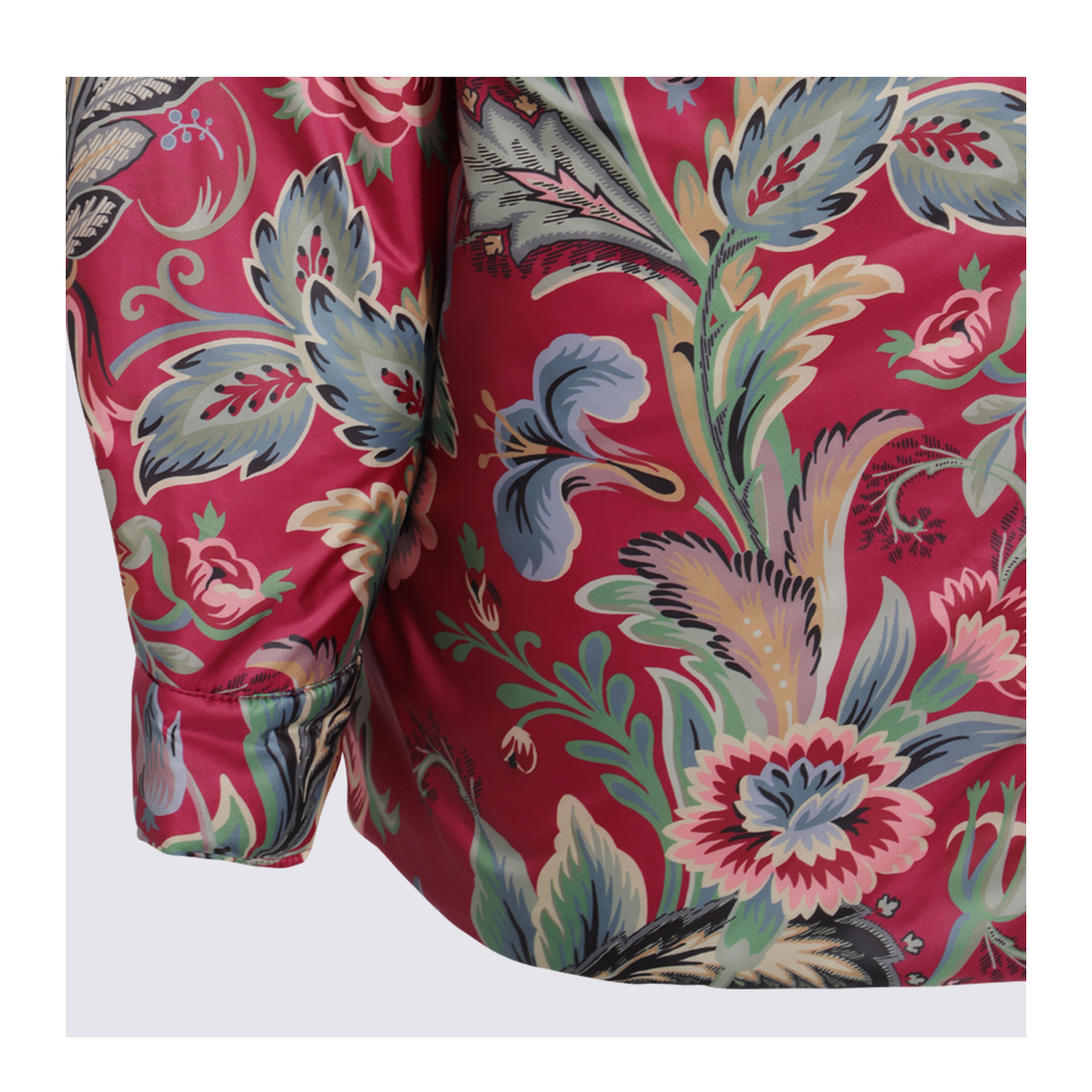 Floral Print Shirt Coat Red