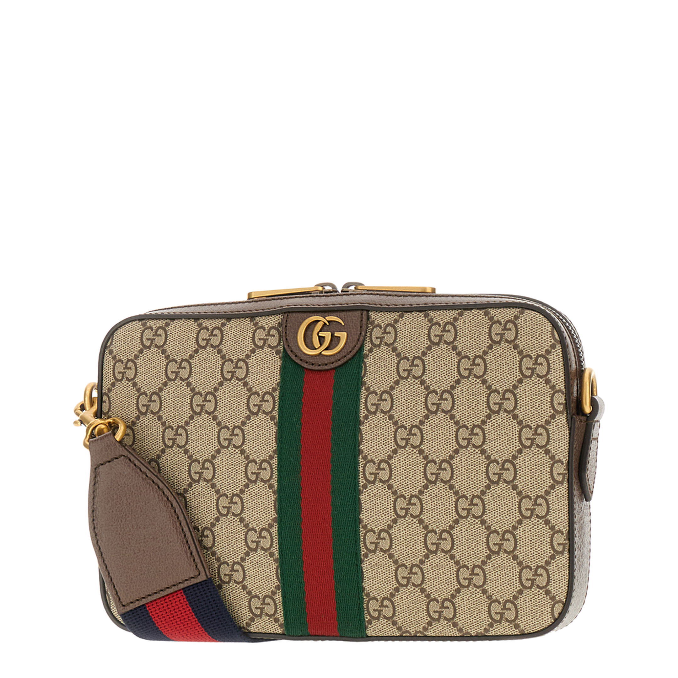 Ophidia Small Canvas Crossbody Bag - Beige