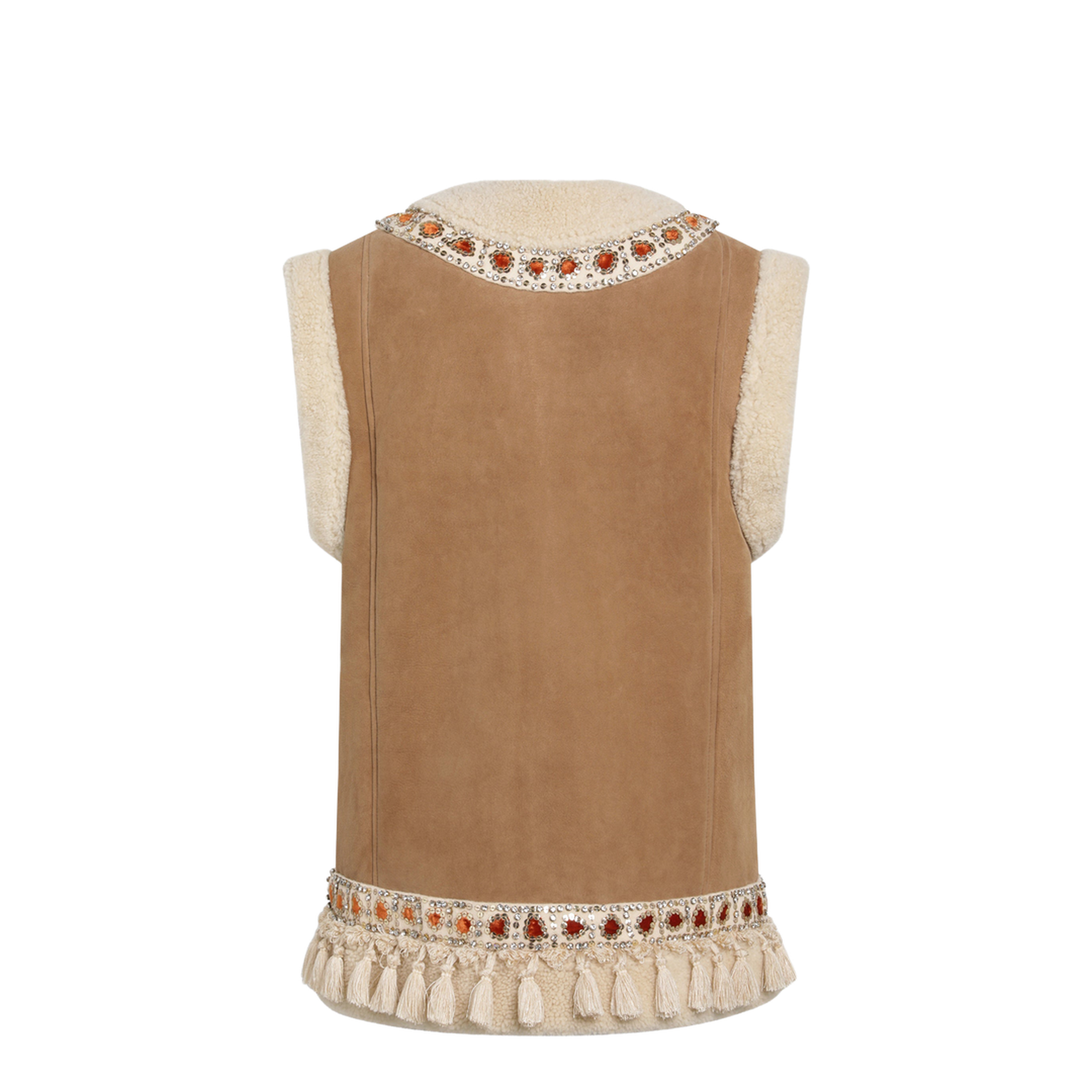MAYFEYR - Valentino - Camel Shearling And Suede Vest - 9B3NL0AD9FCCSA