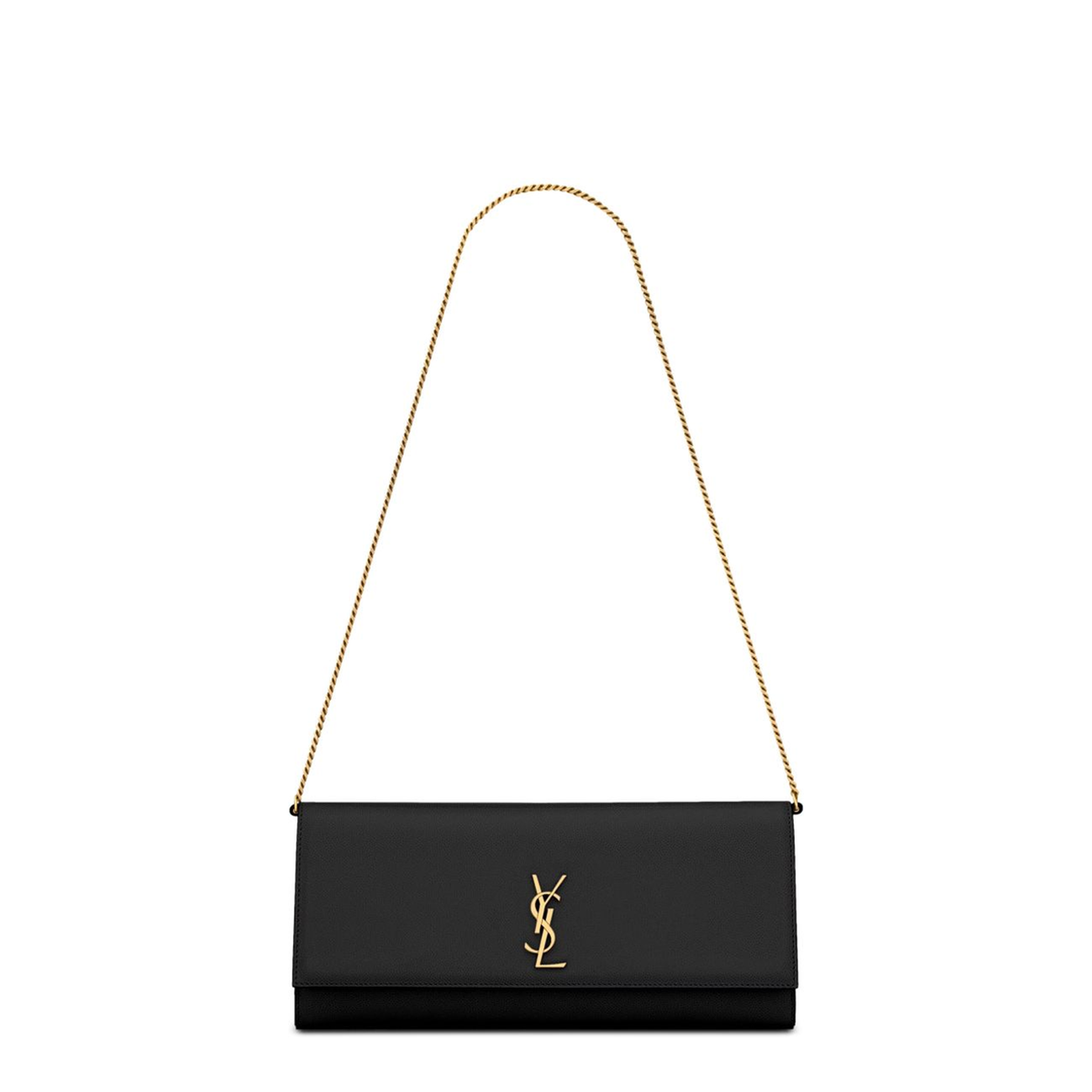 Kate Grain de Poudre Leather Clutch - Black