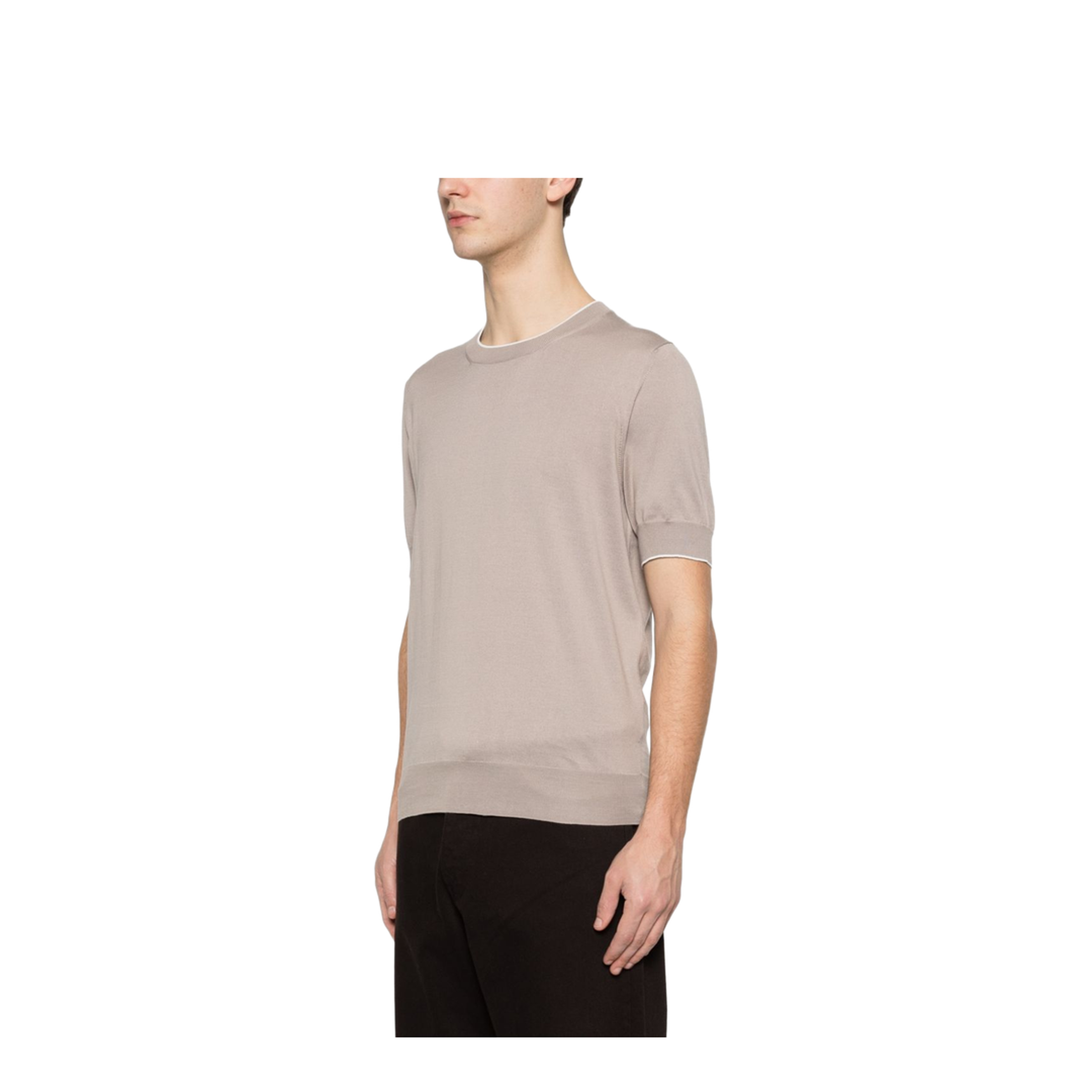 Knitted Cotton T-Shirt Brown