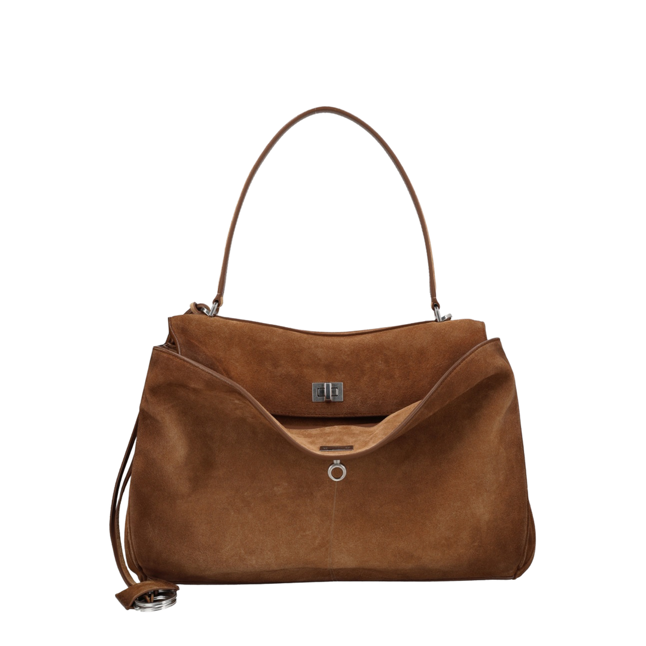 Rodeo Medium Waxed Suede Calfskin Handbag - Camel