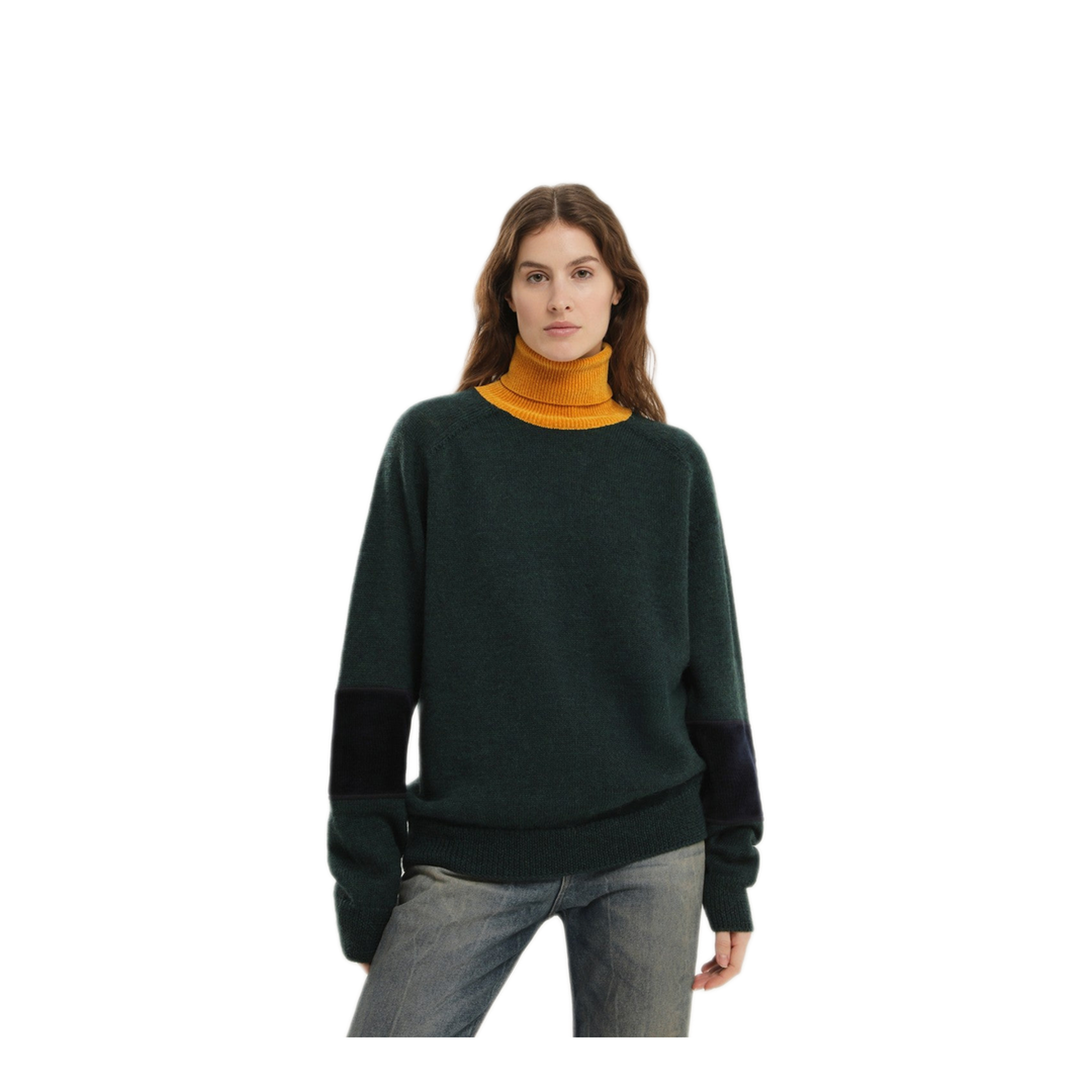 MAYFEYR - 1989 STUDIO - Green And Yellow Turtleneck Sweater - F04WAC002KNI0017200