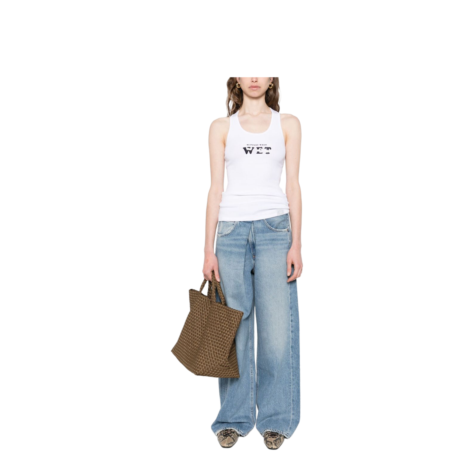 Pure White Slippery When Wet Racerback Tank Top