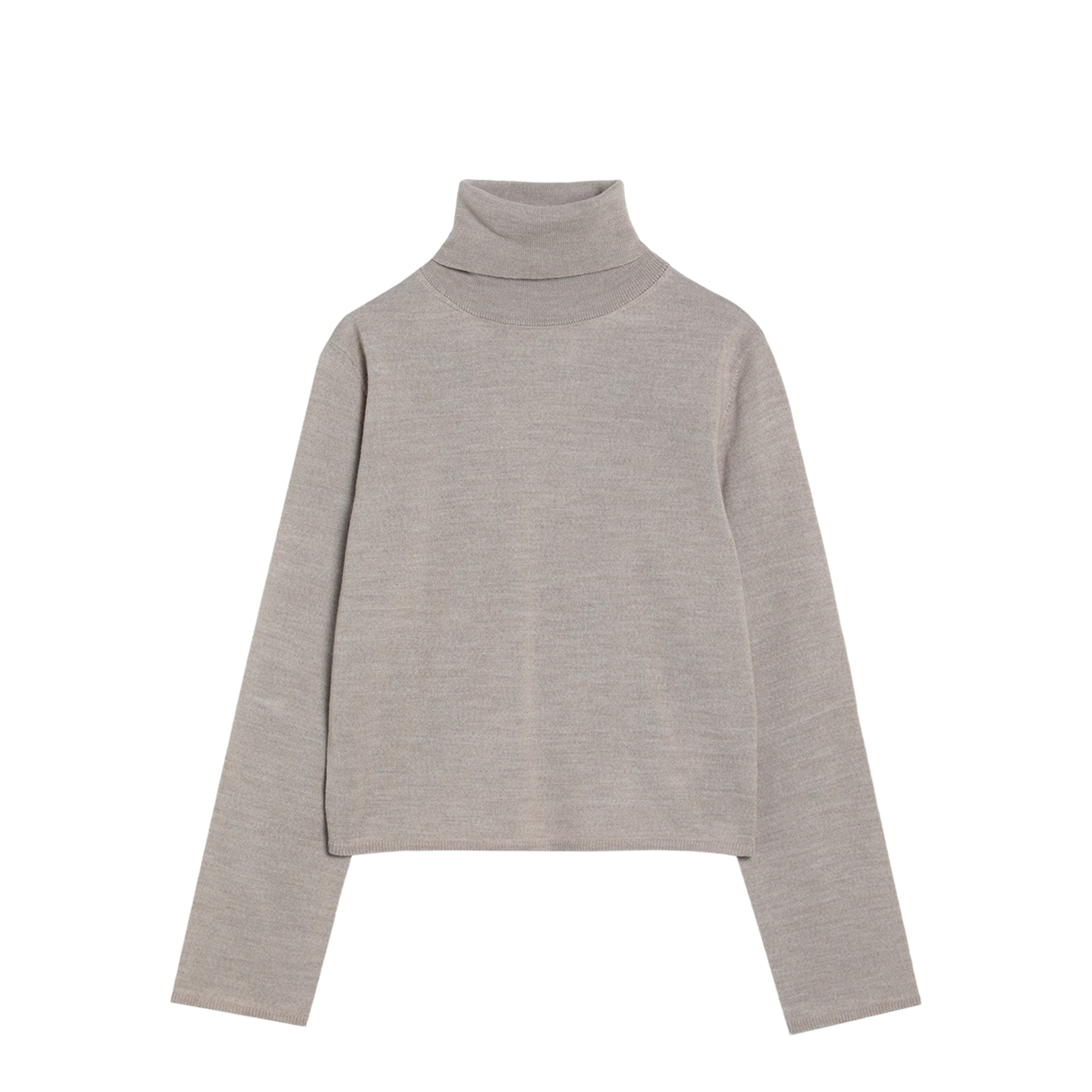 Beige Wool Blend Turtleneck Sweater