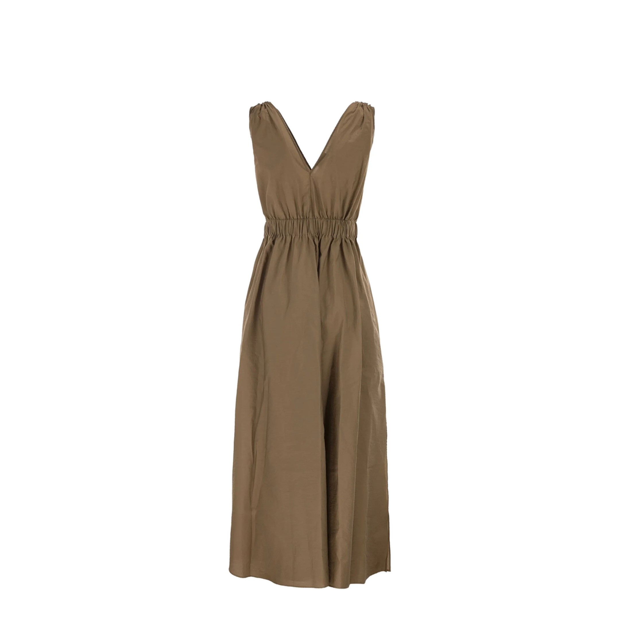 Techno Cotton Poplin Dress Brown