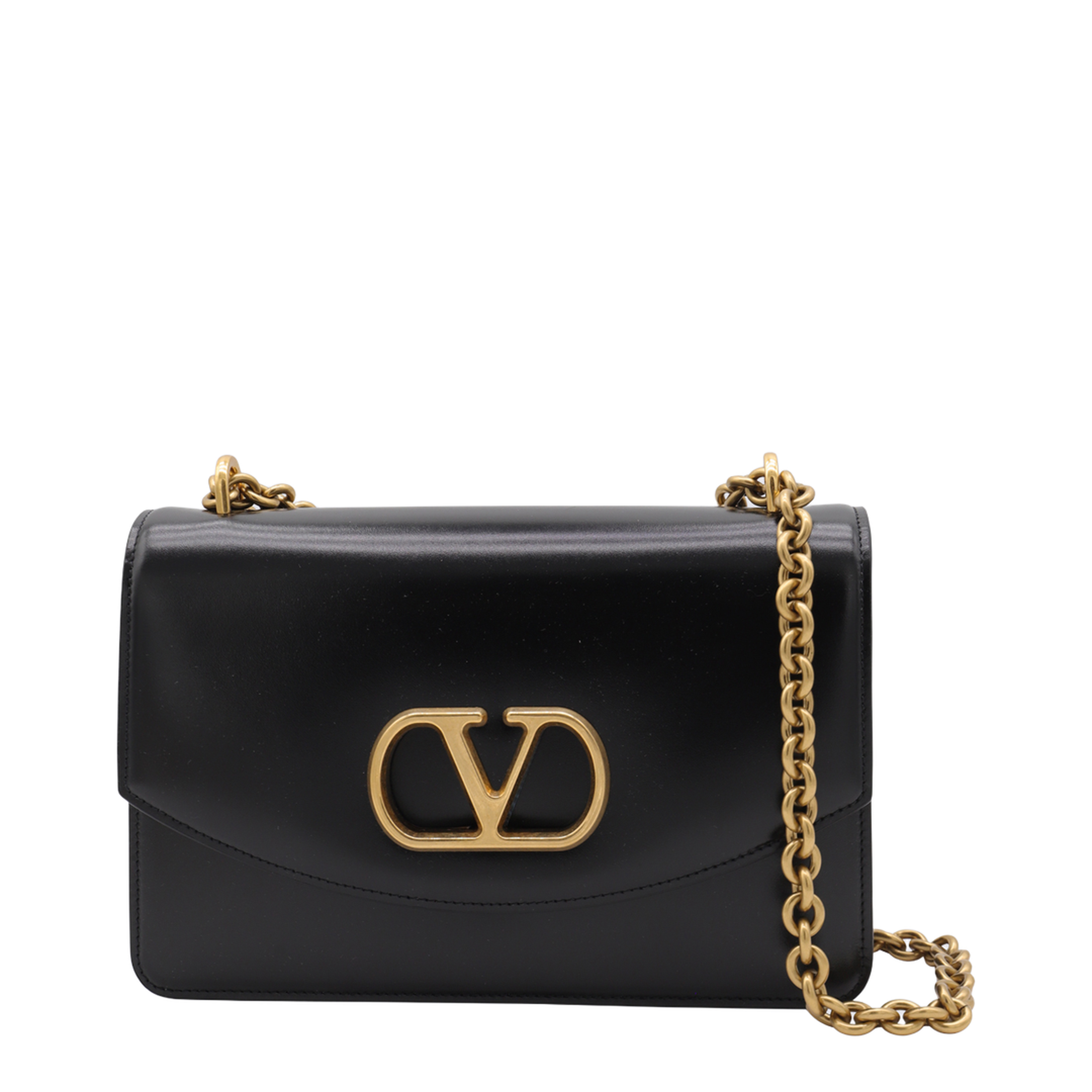 Black Leather Vain Shoulder Bag