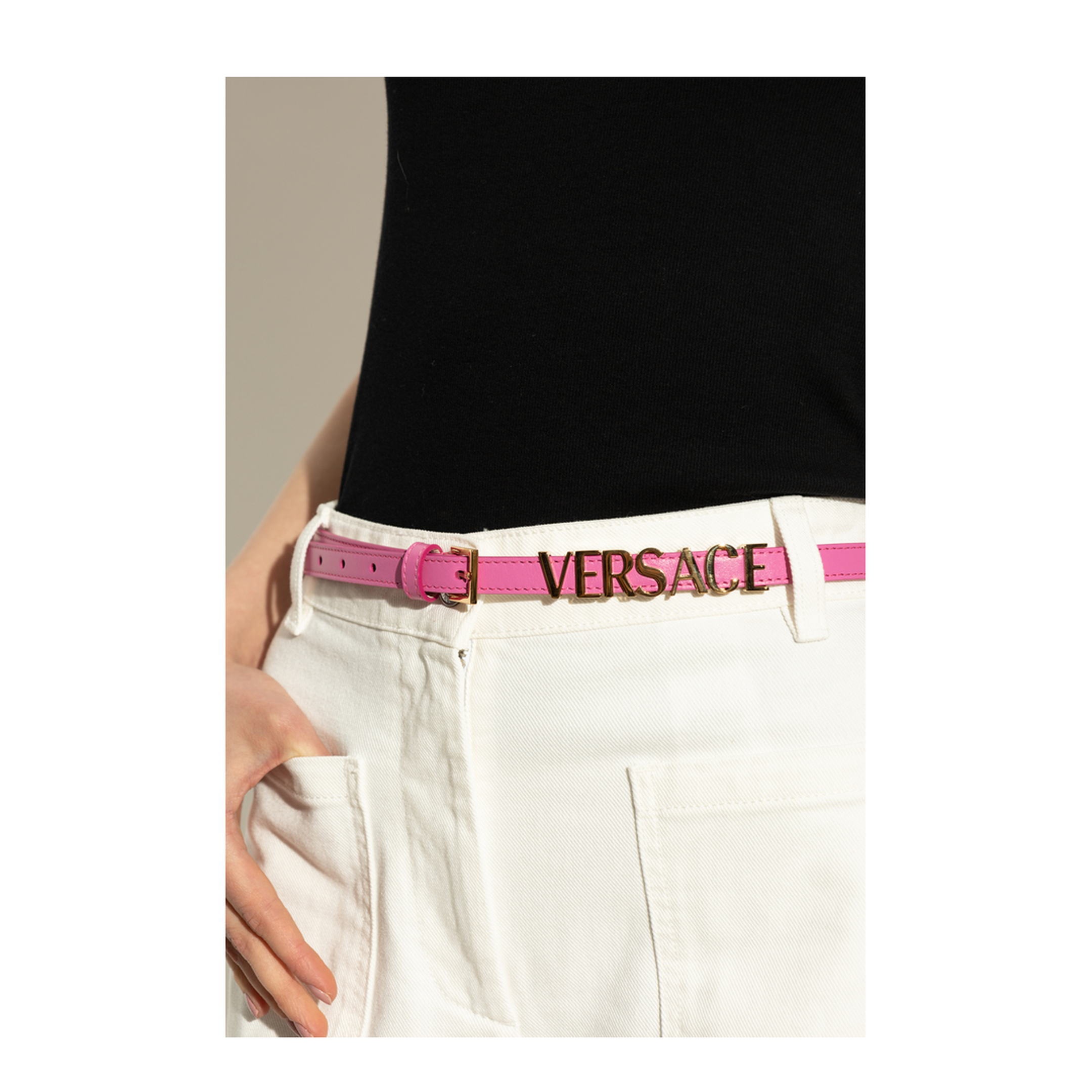 Women's Leather Belt Pink