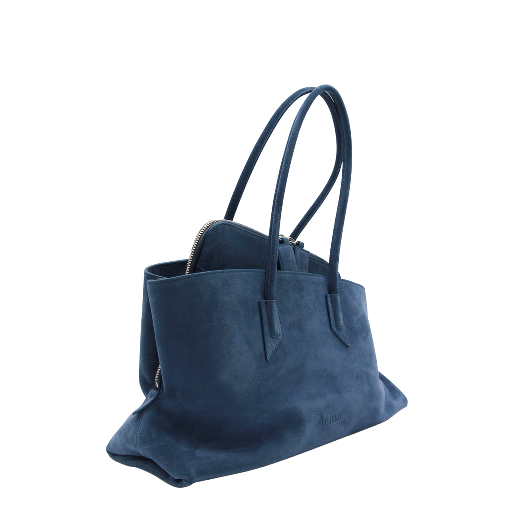 La Passeggiata Medium Suede Top Handle Bag - Sapphire Blue