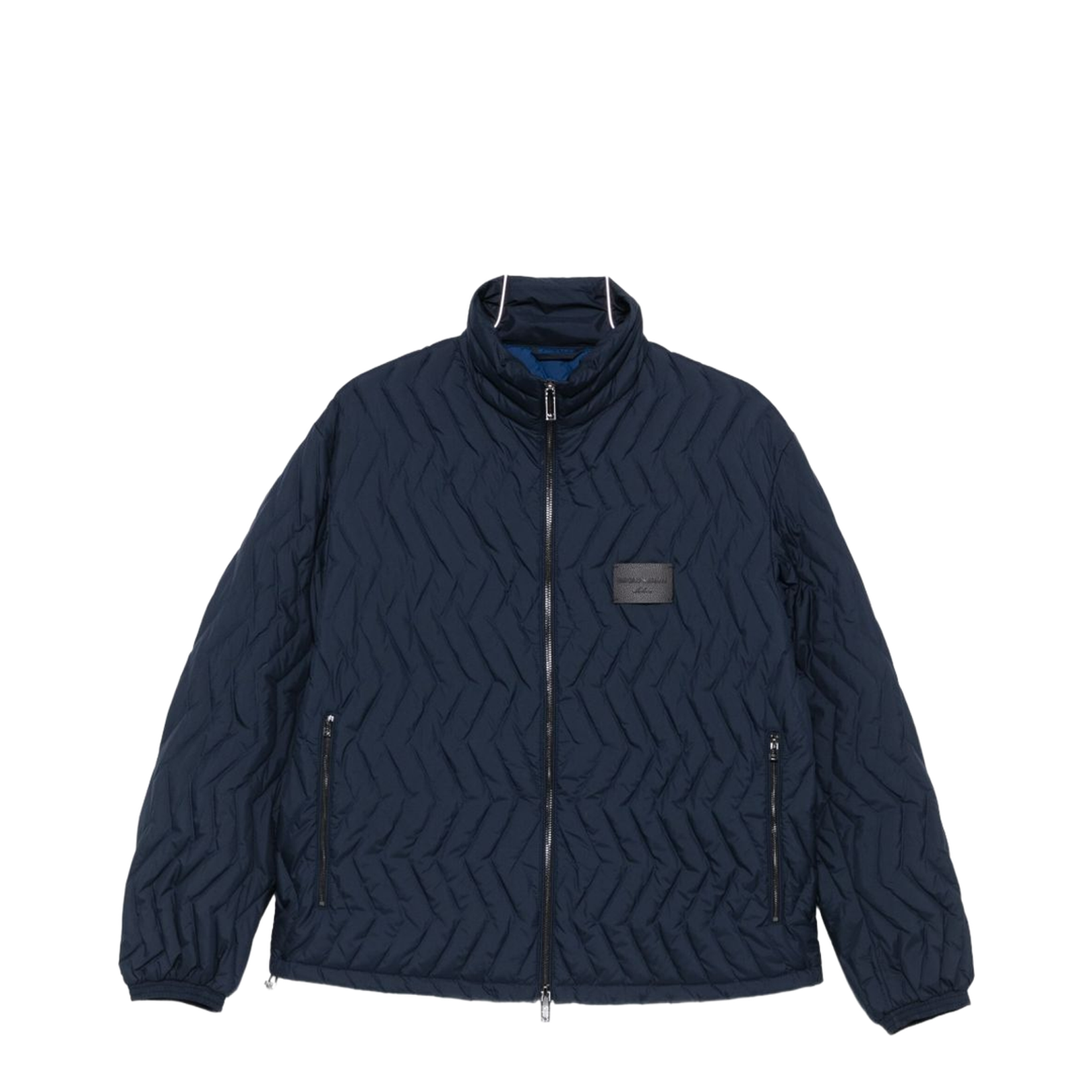 Full-zip Down Jacket in Chevron Quilted Ripstop Nylon