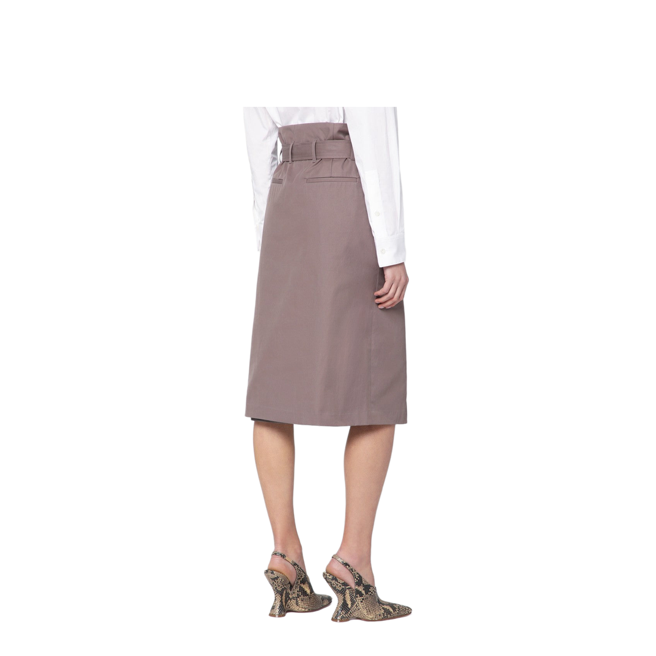 Taupe Skirt in Cotton with Belt