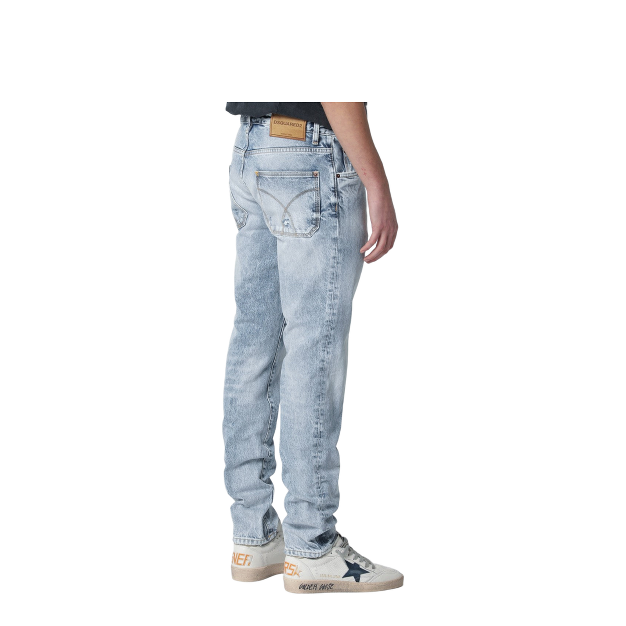 Vintage-effect stretch denim jeans