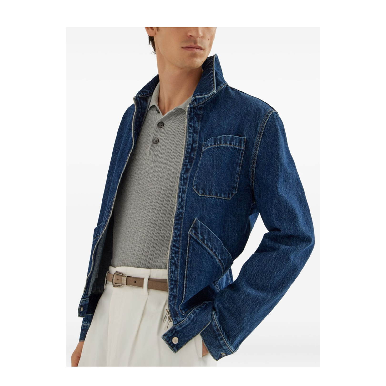 Honeycomb Stitch Rib Knit Polo Shirt