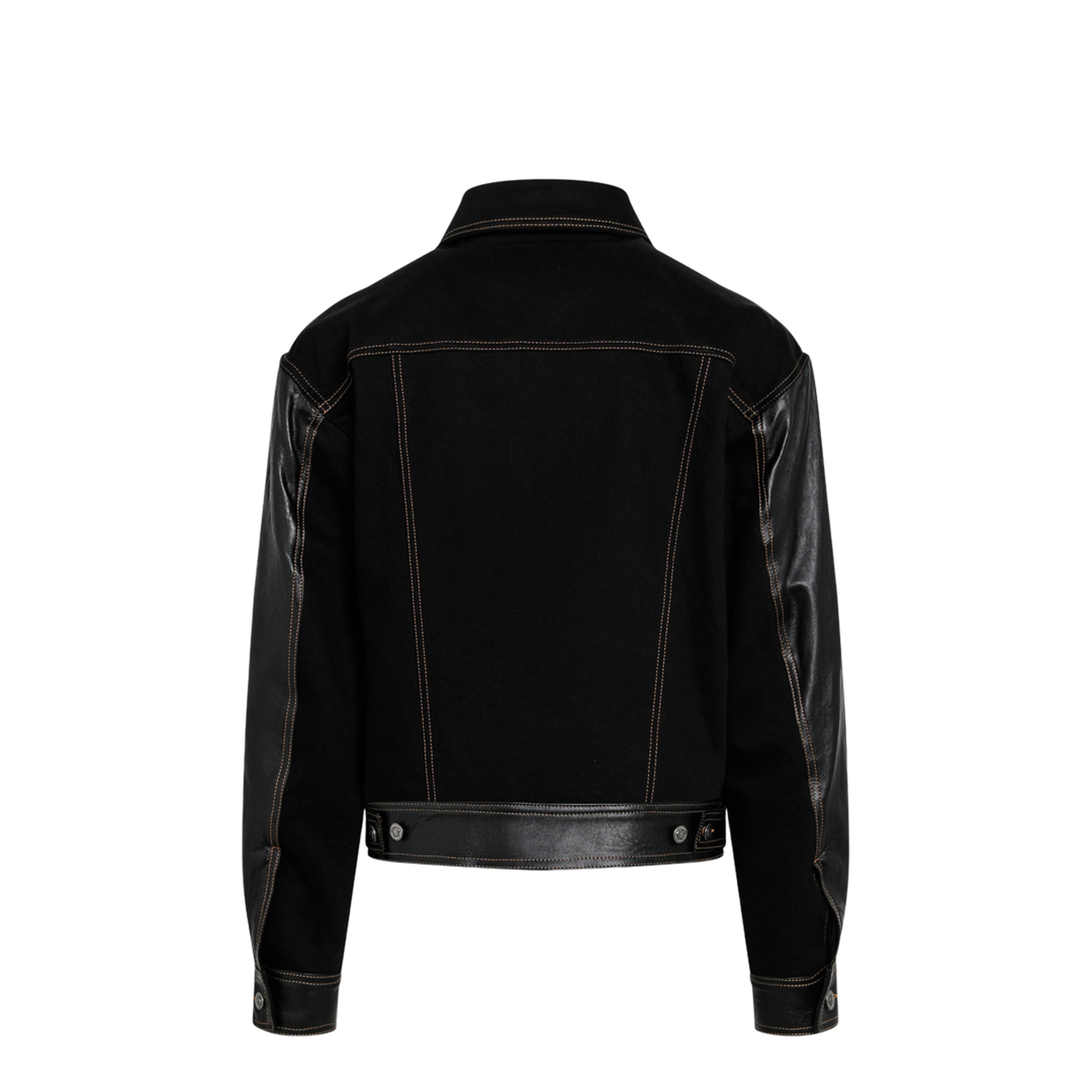 MAYFEYR - Versace - Black Denim And Leather Bomber Jacket - 10254411A184062DC90