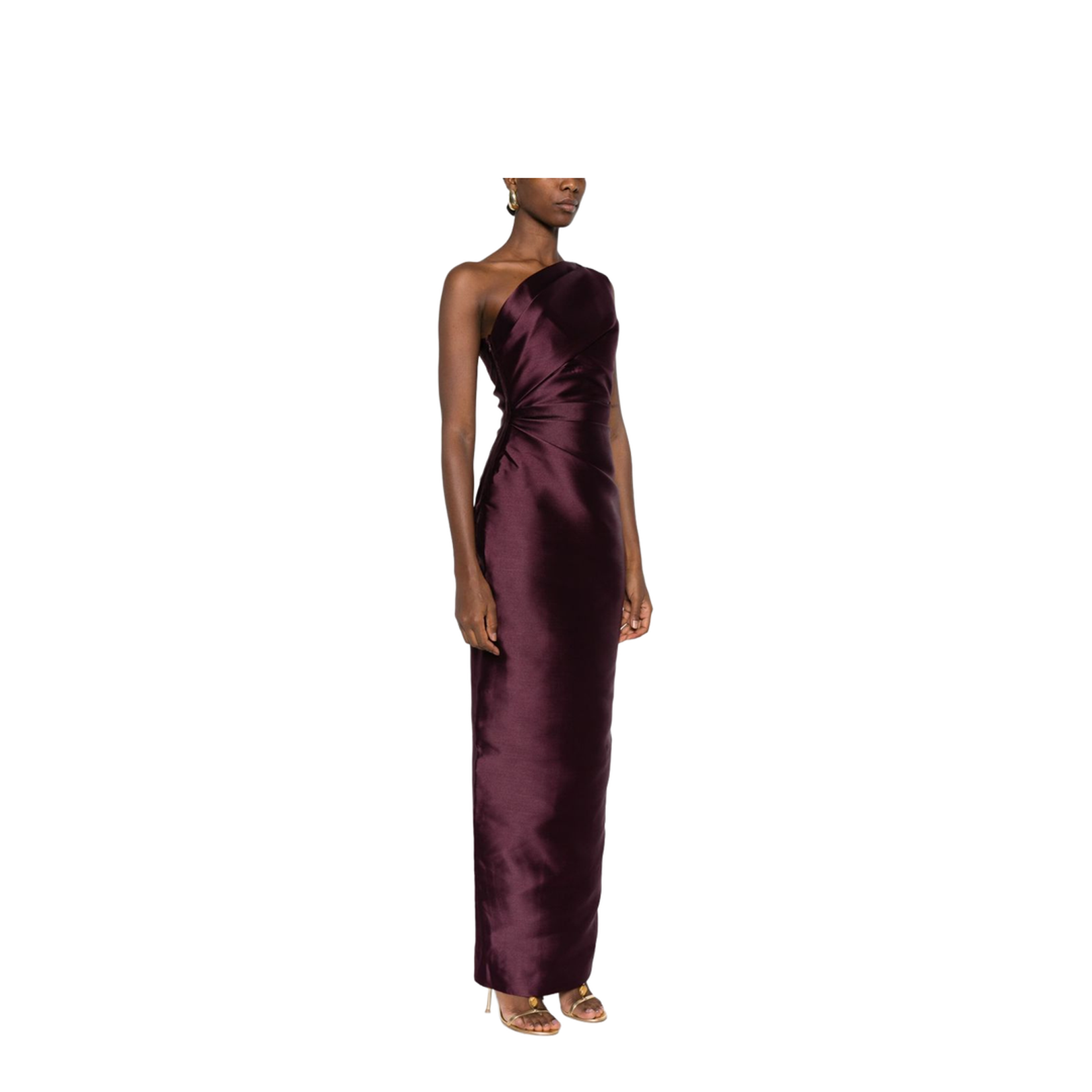 Burgundy One-Shoulder Maxi Dress