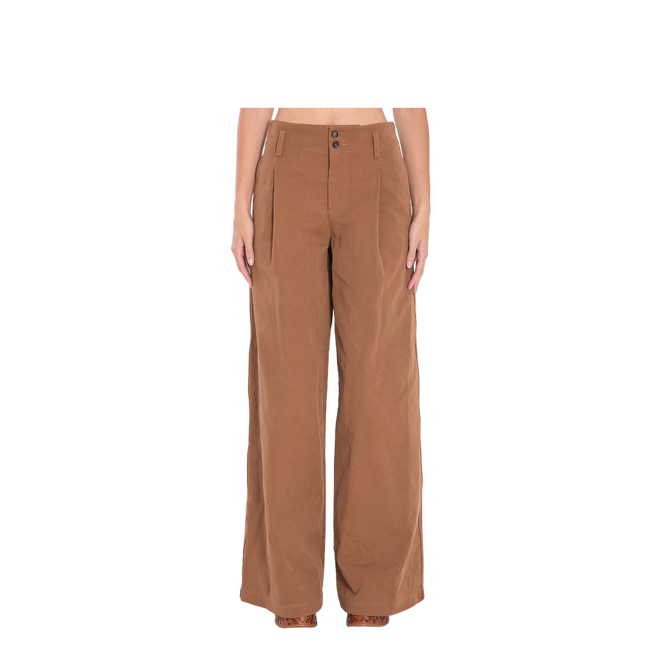 High-rise wide-leg pants in cotton canvas