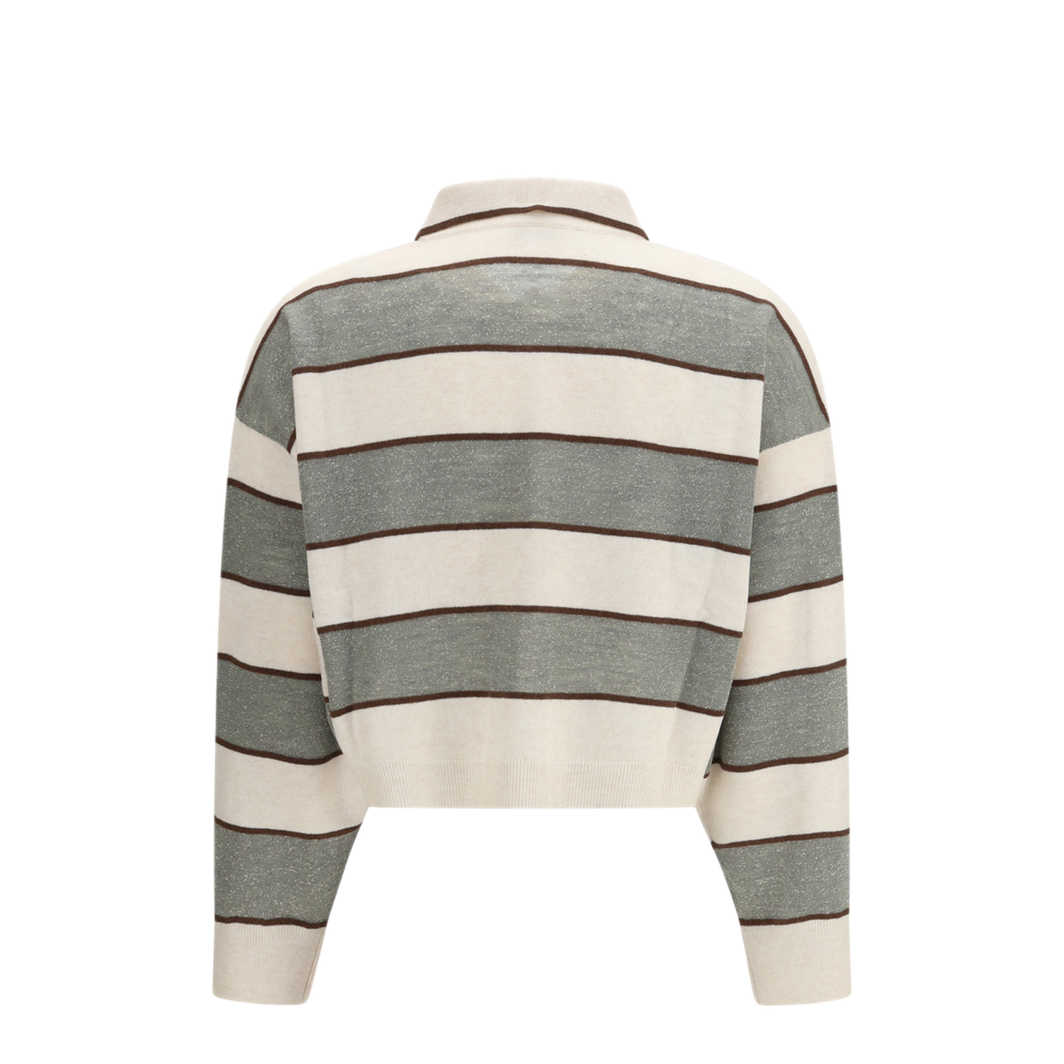 MAYFEYR - Brunello Cucinelli - Polo Crop In Sparkling Stripes Knit - M16221605