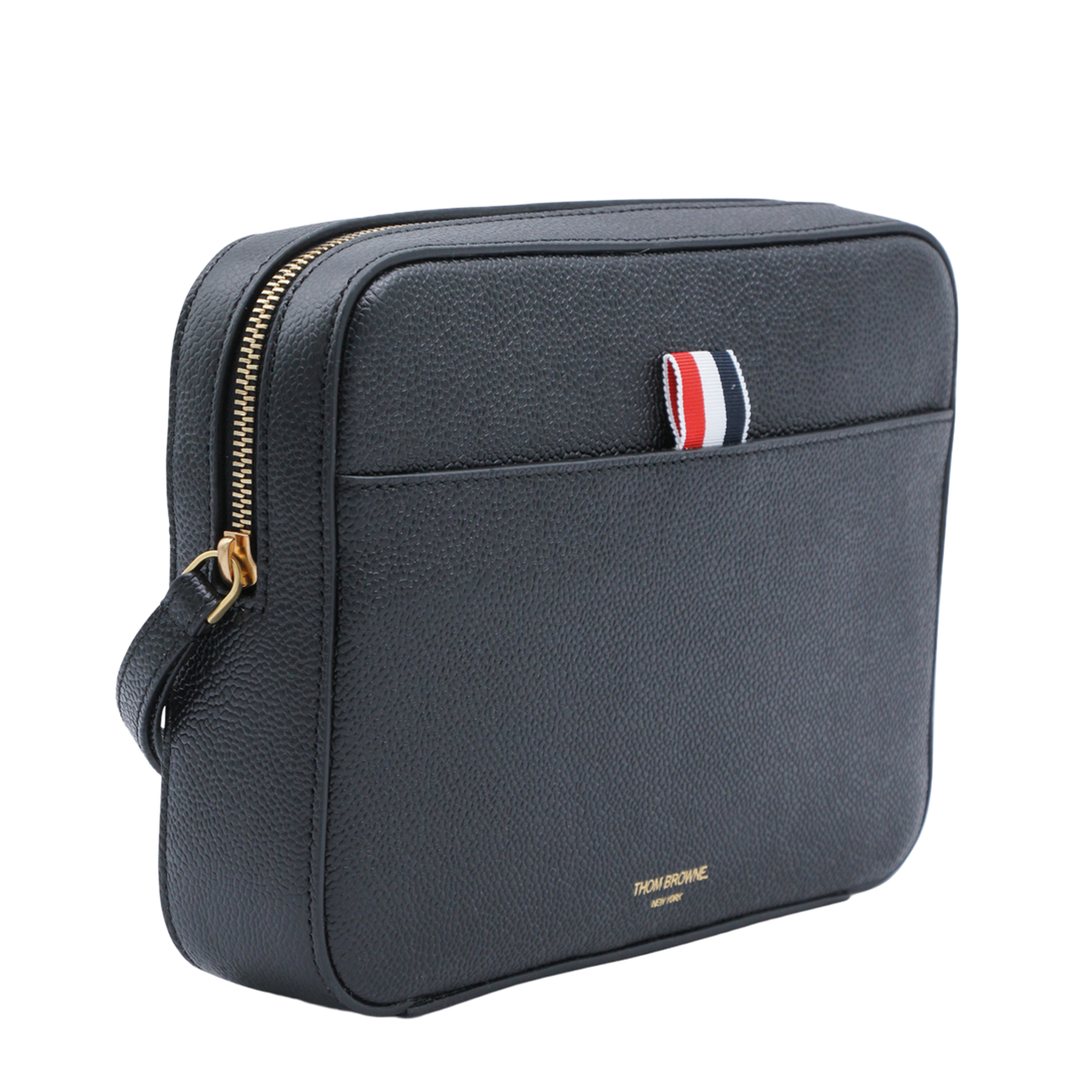 Leather Clutch With RWB Strap in Black