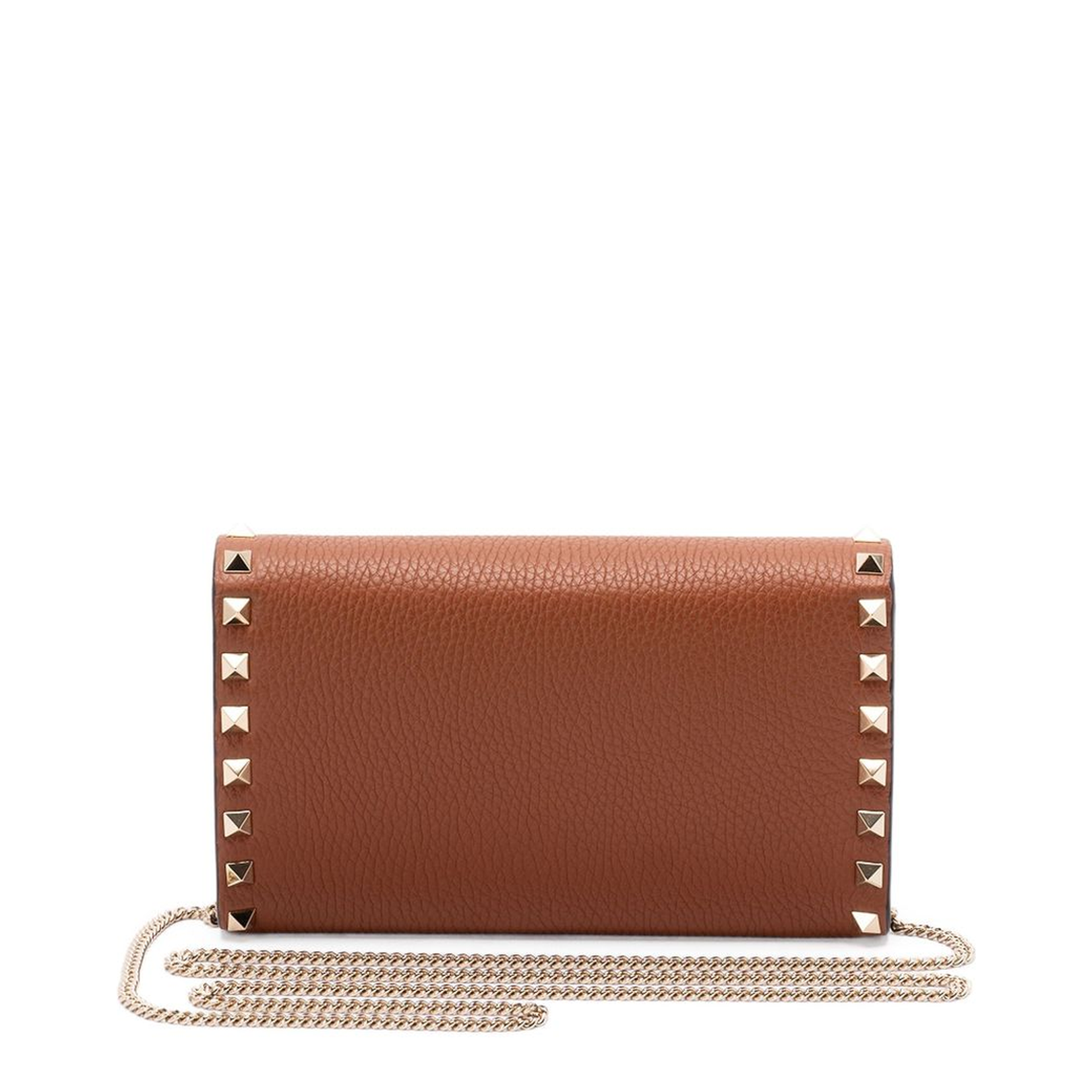 Rockstud Leather Wallet on Chain