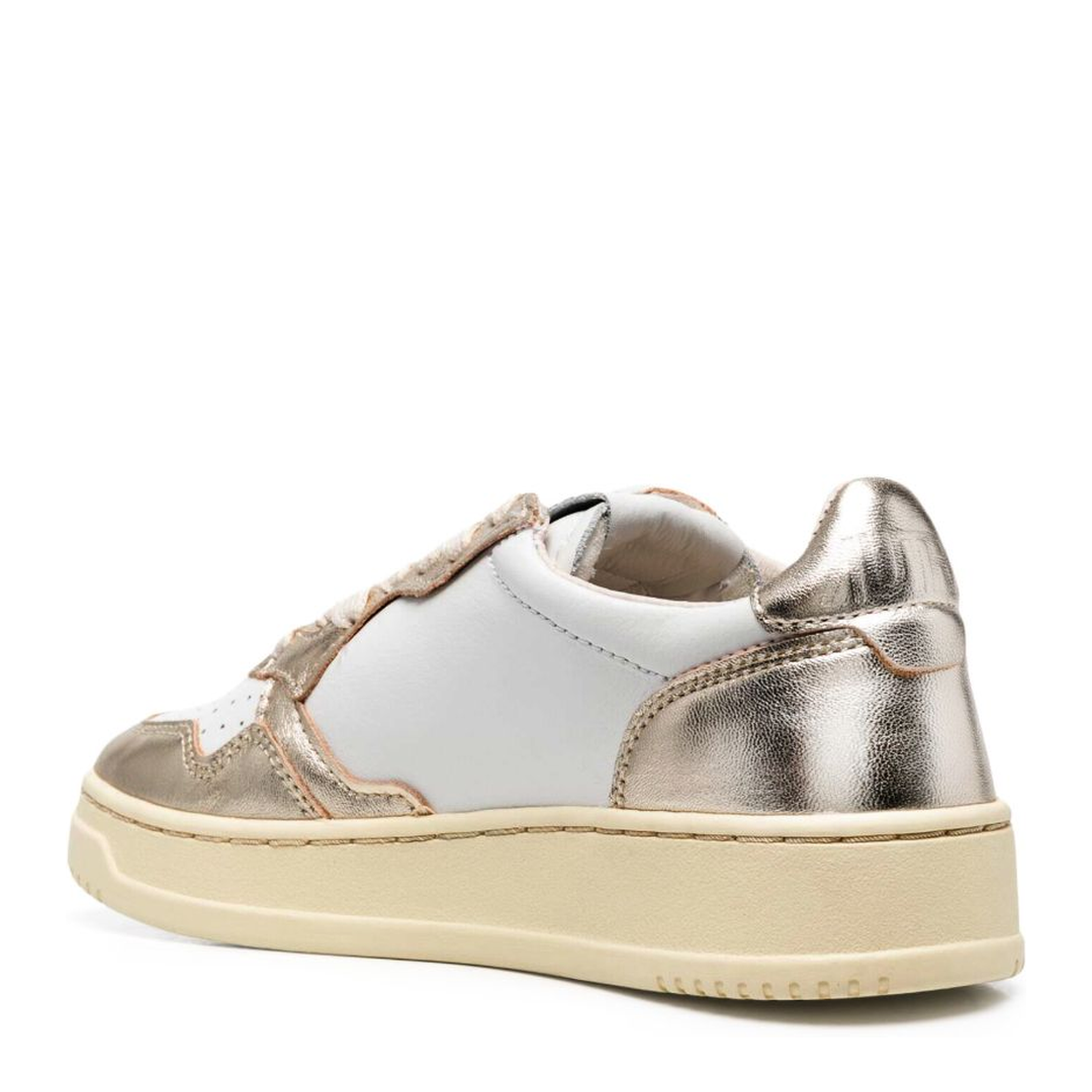 Medalist Low Biccolor Leather Sneakers White/Gold