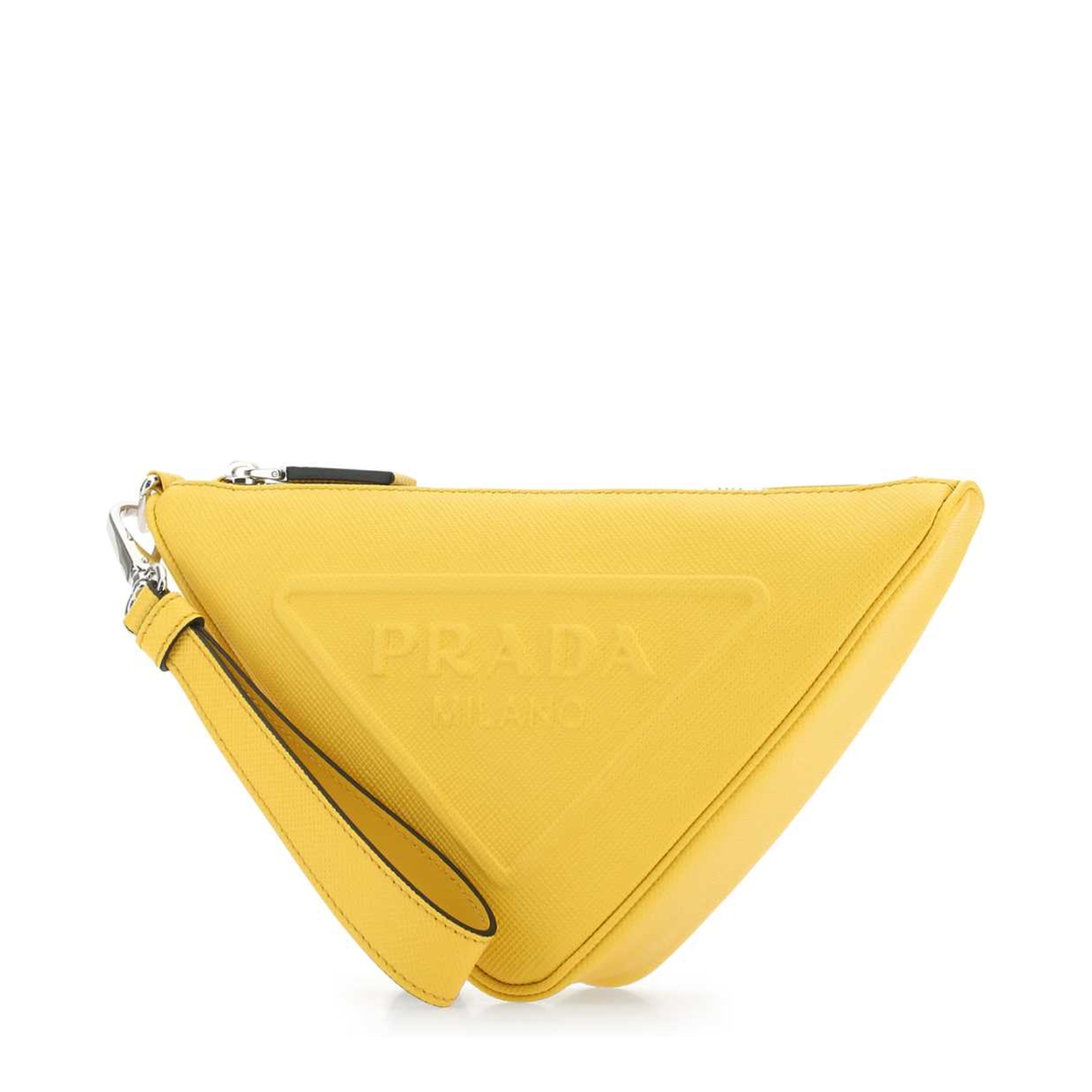 Yellow leather Triangle clutch