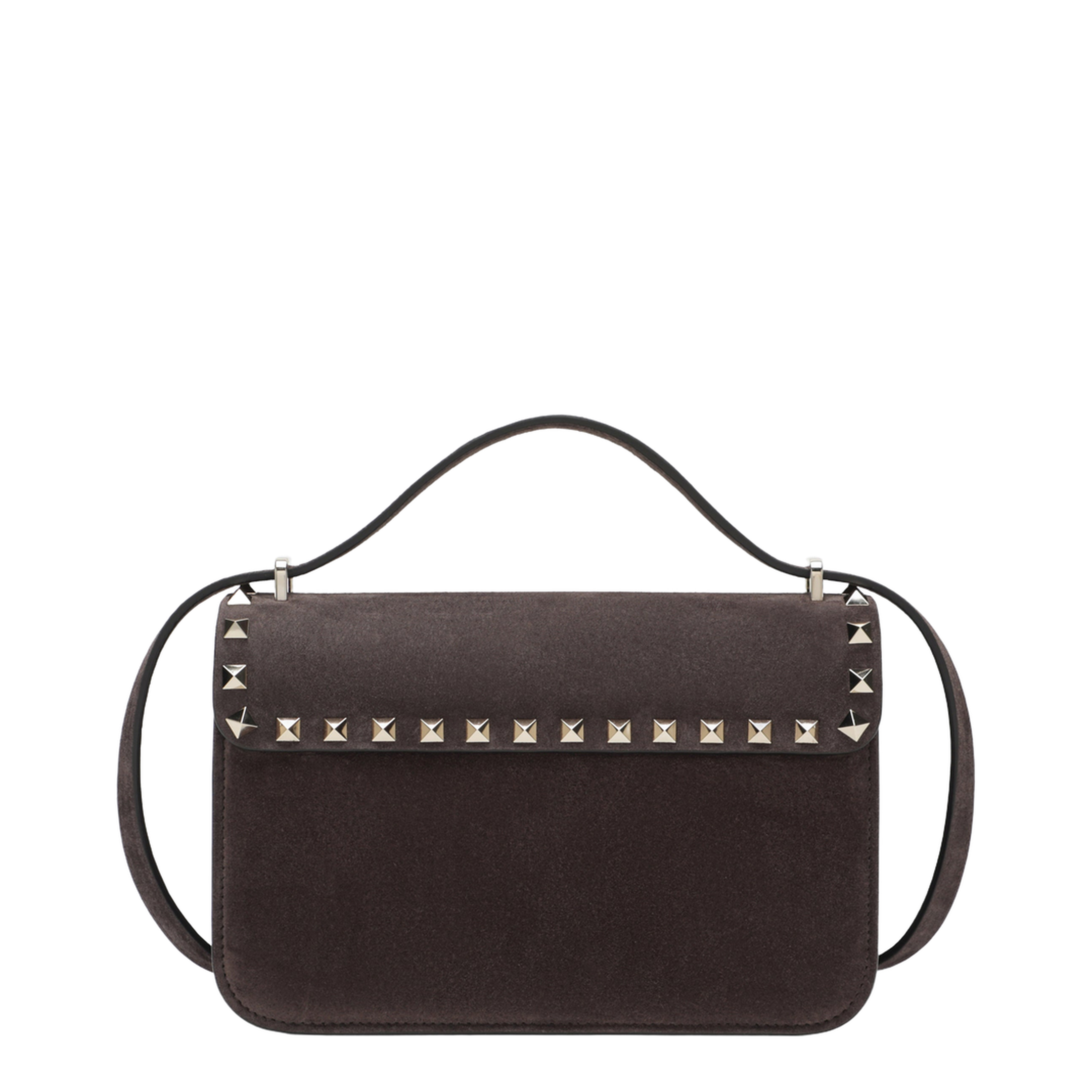 MAYFEYR - Valentino - Small Rockstud Crossbody Bag In Ebony Brown Suede - 9W2B0T76KQQ0TO