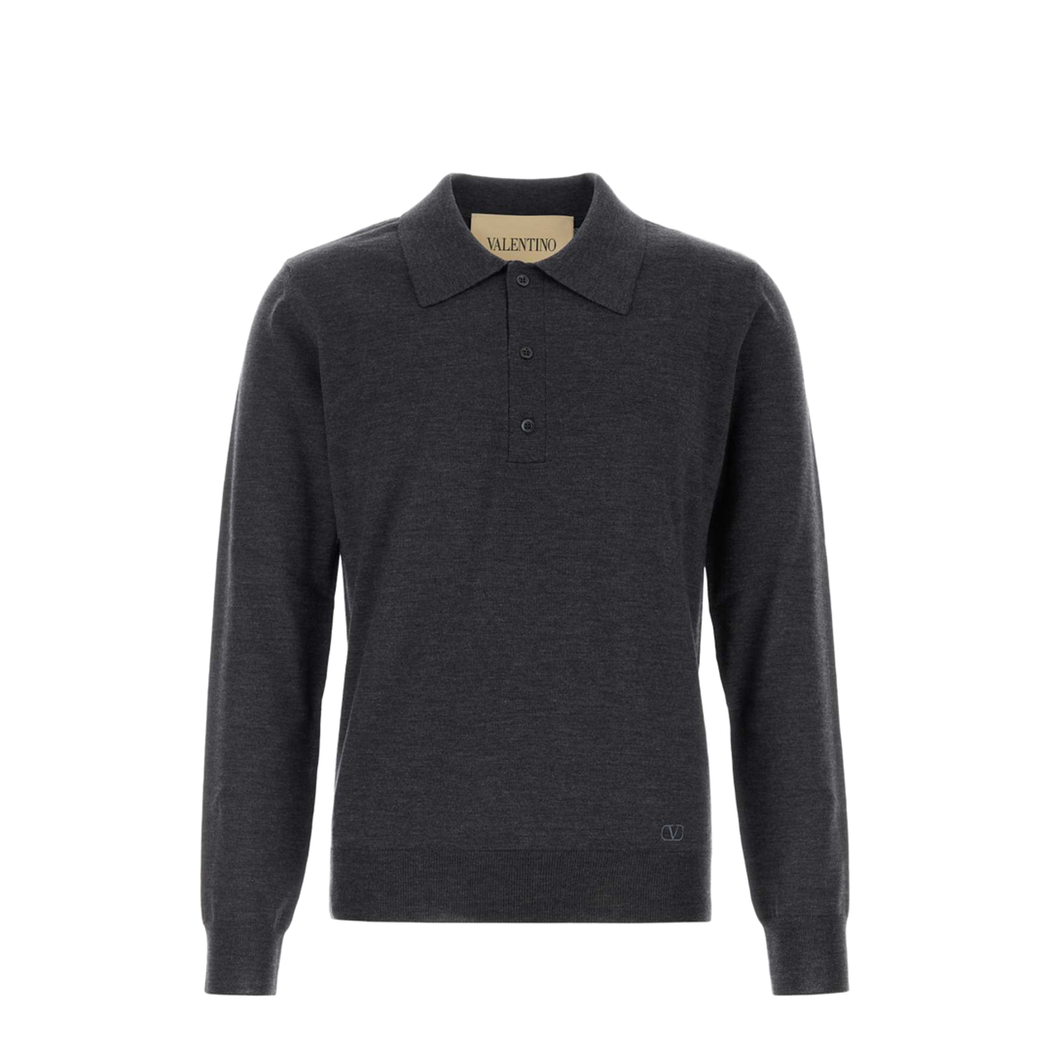 MAYFEYR - Valentino - Charcoal Wool Polo Shirt - 9V3KP04UBH9081