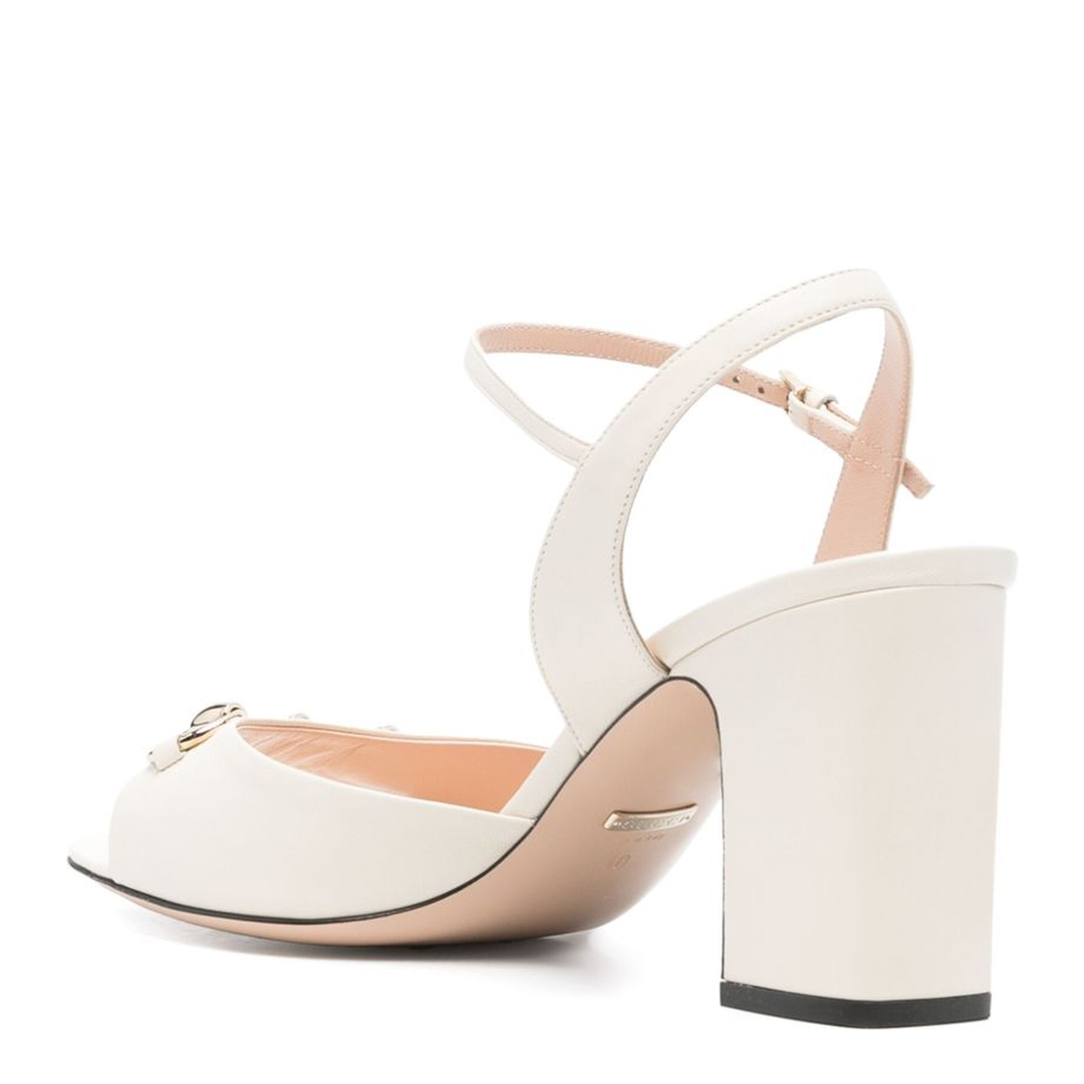 Horsebit Sandal in White Leather