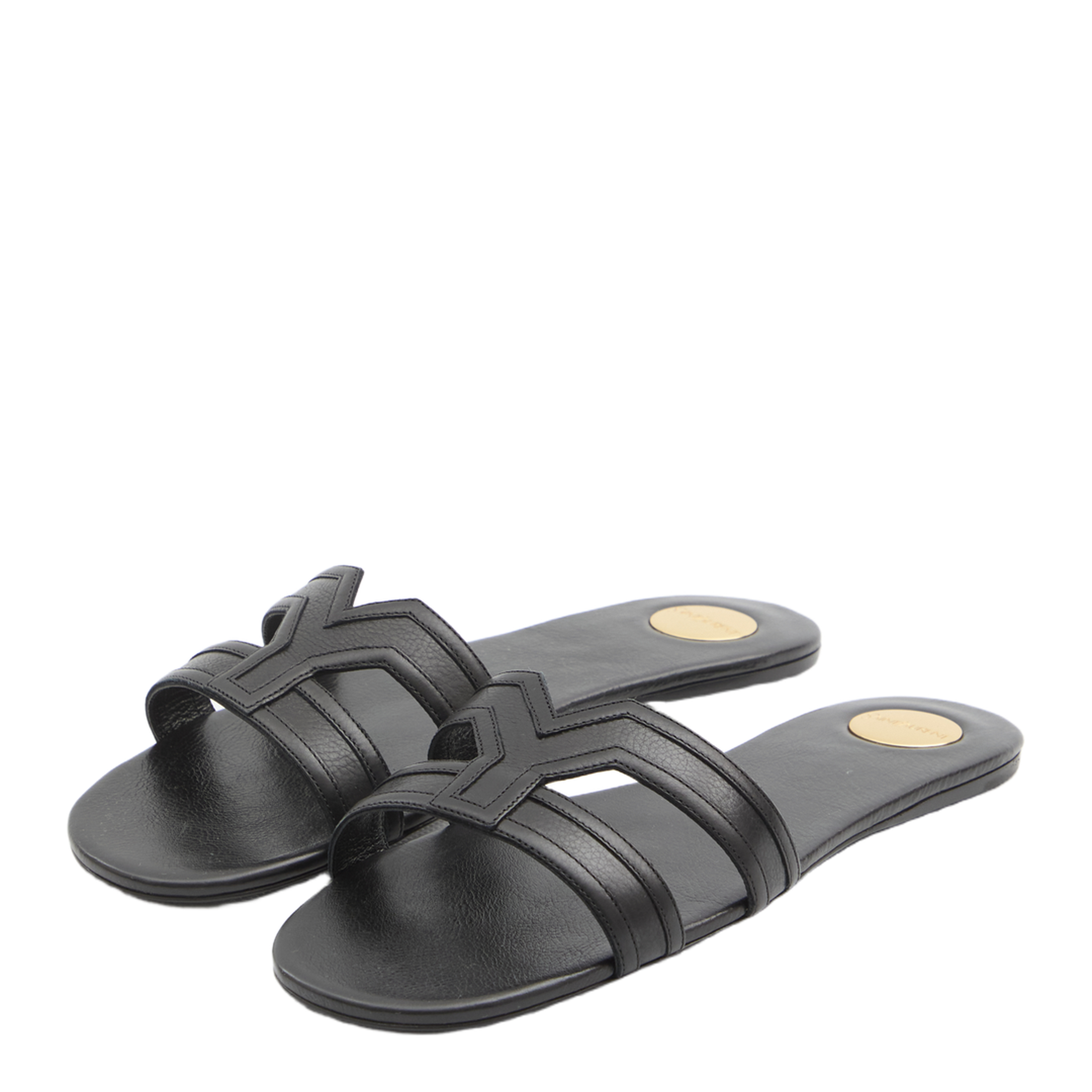 MABROUKA Slides in Smooth Leather in Black