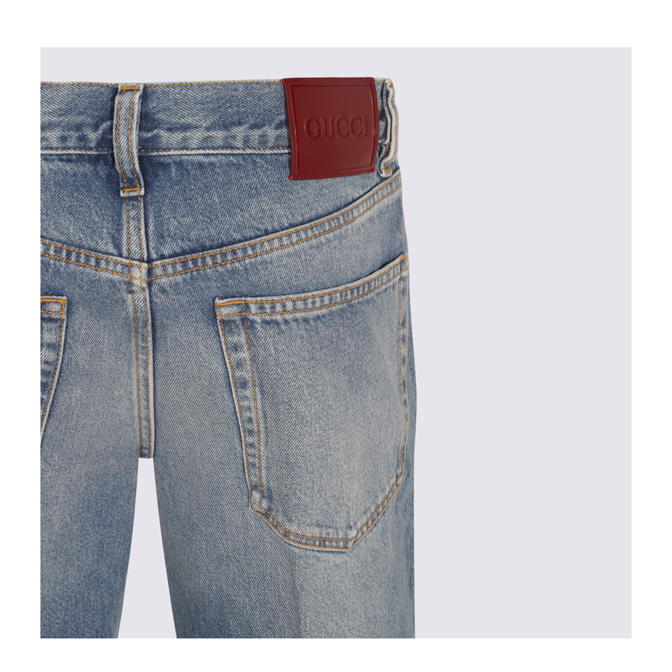 Straight Fit Denim Pants in Light Blue