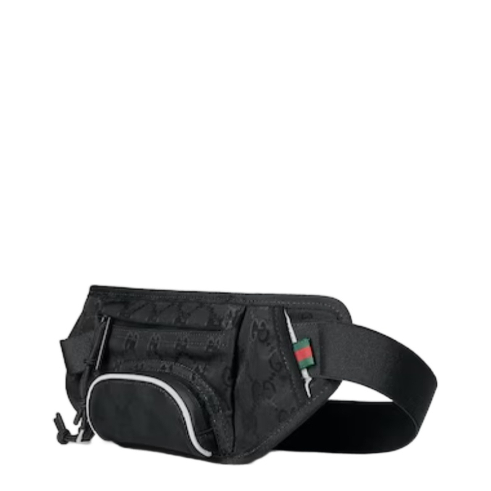 Large Belt Bag in Black Nylon Jacquard