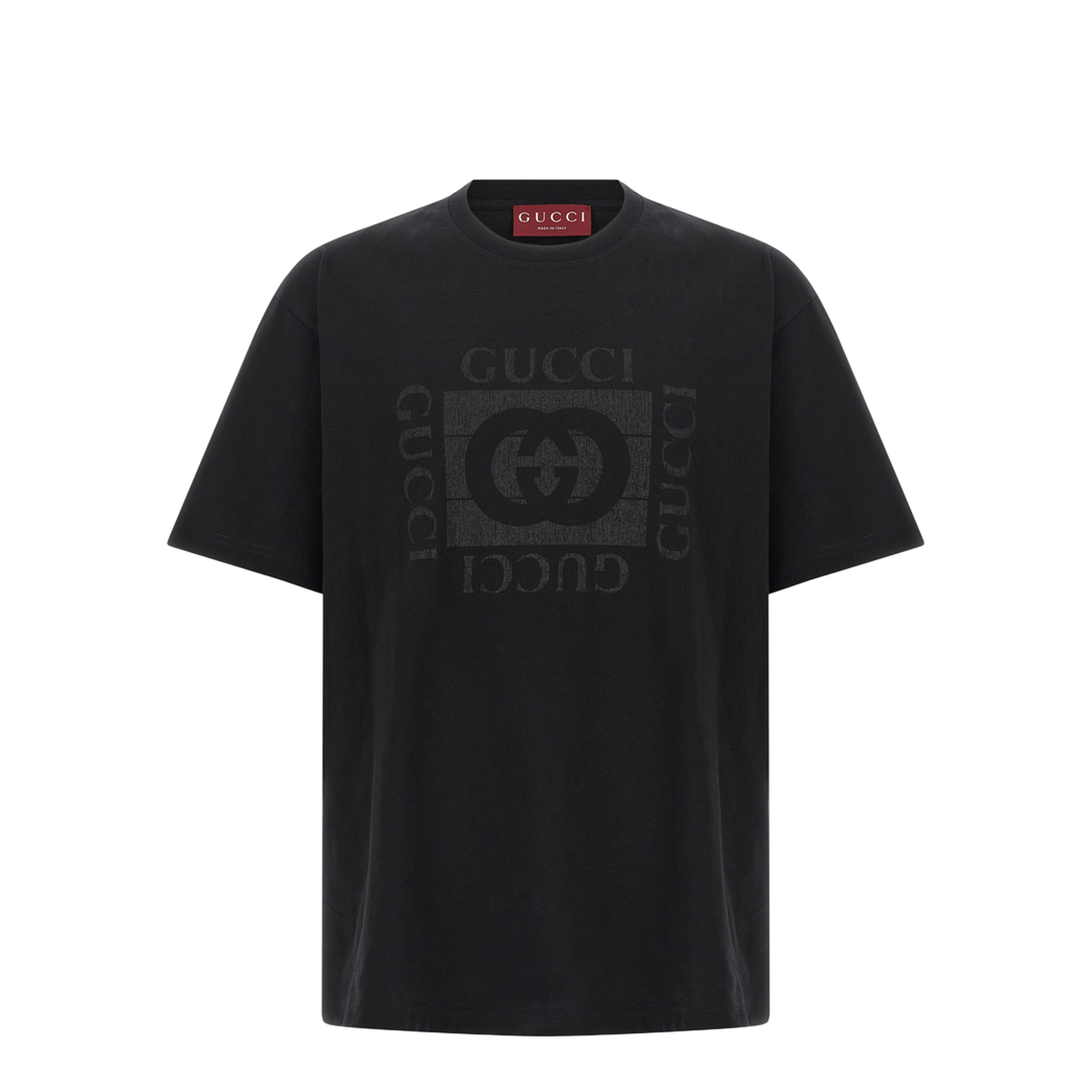 Cotton Jersey T-Shirt with Print in Black
