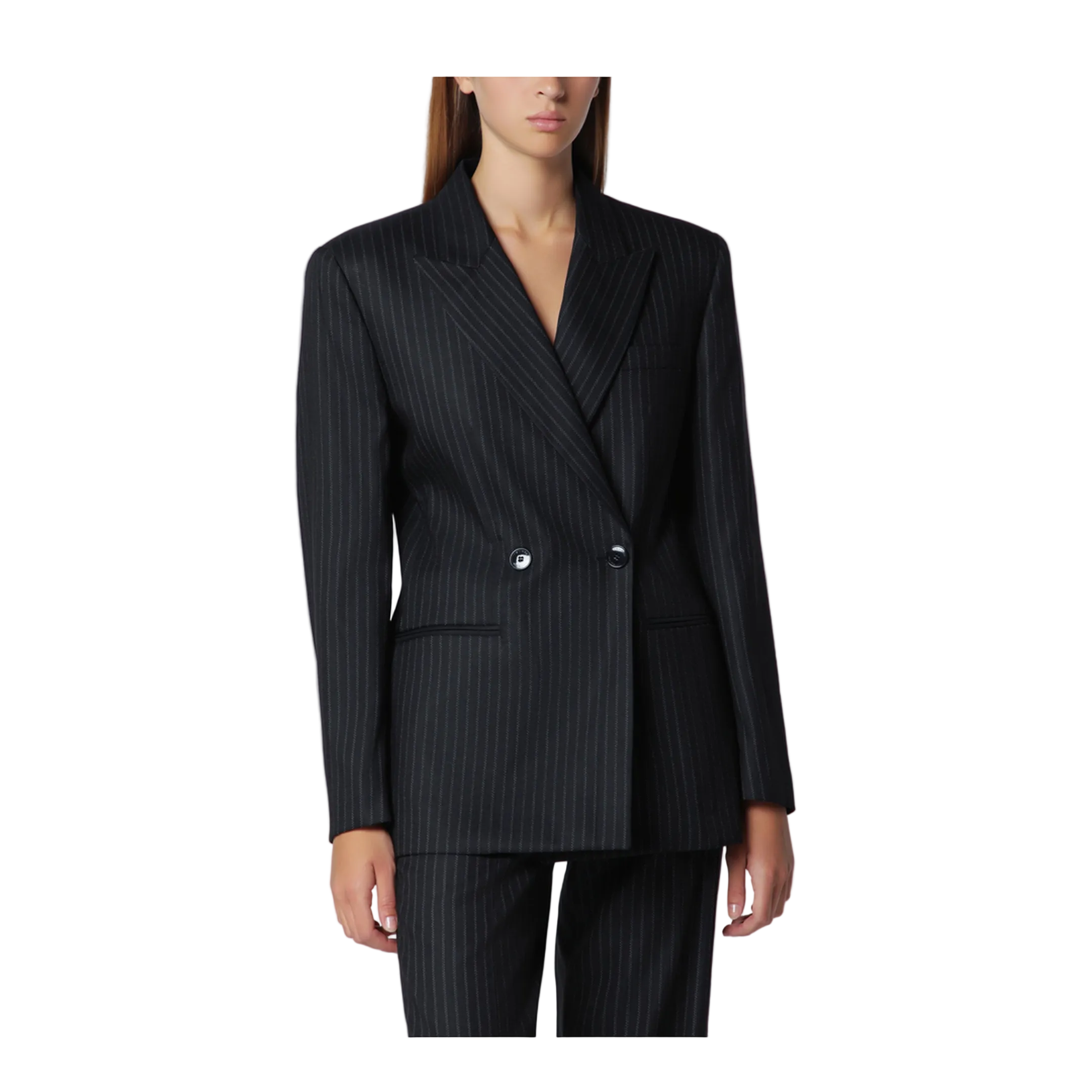 MAYFEYR - Isabel Marant - Black Double-Breasted Pinstripe Jacket - VE0690FAD3F01I01BK