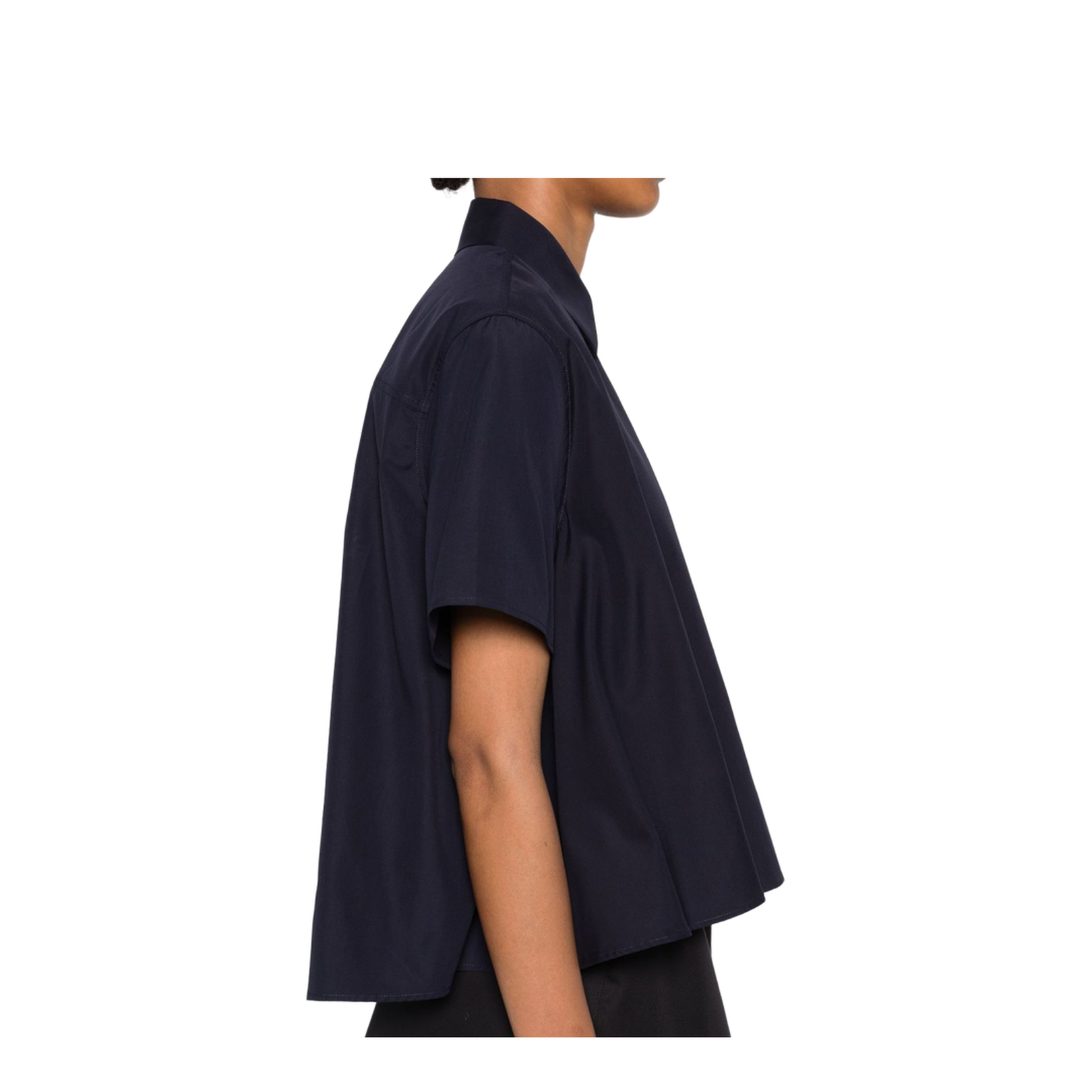 Short Sleeve Trapeze Shirt in Cotton Blue