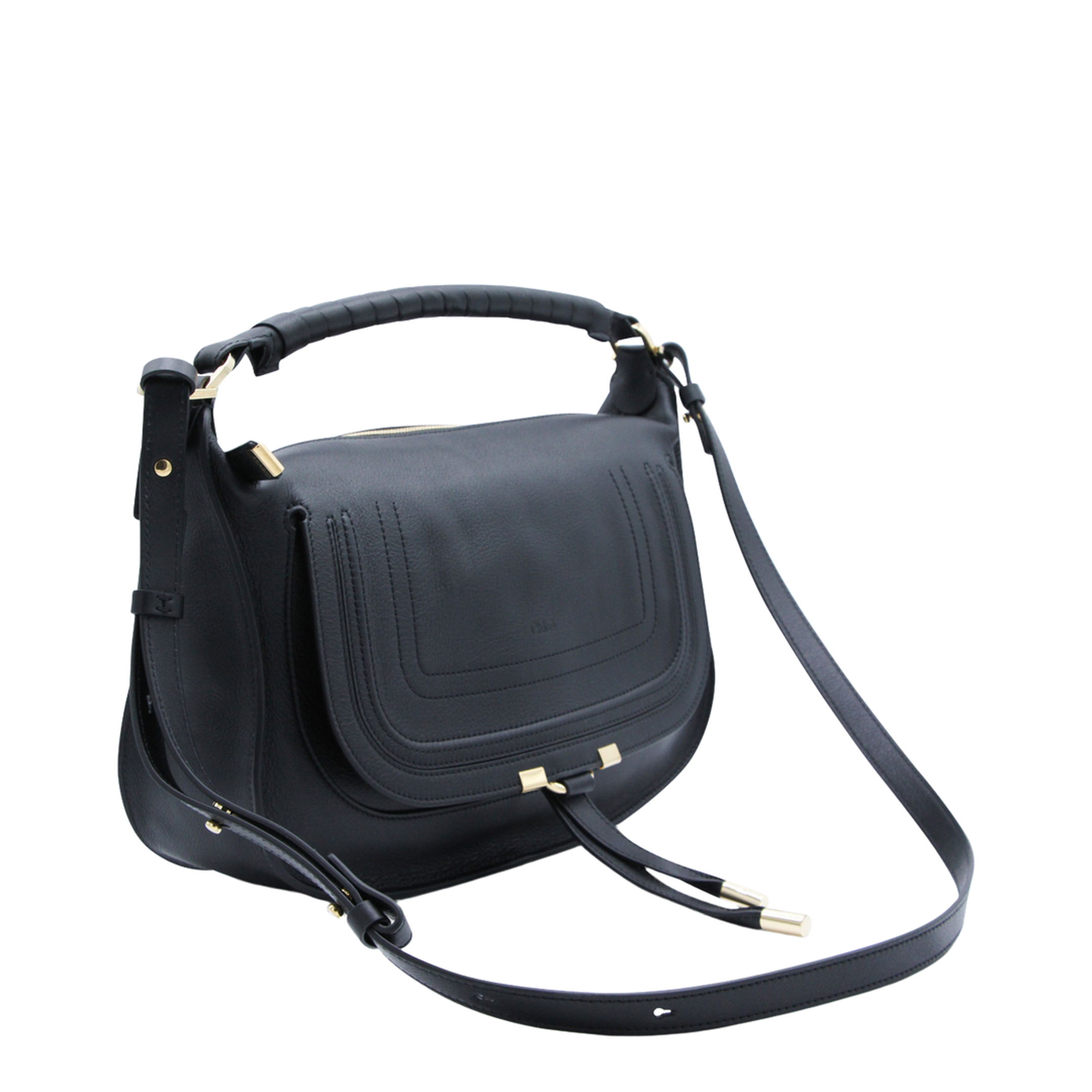 Marcie Small Calfskin Shoulder Bag - Black