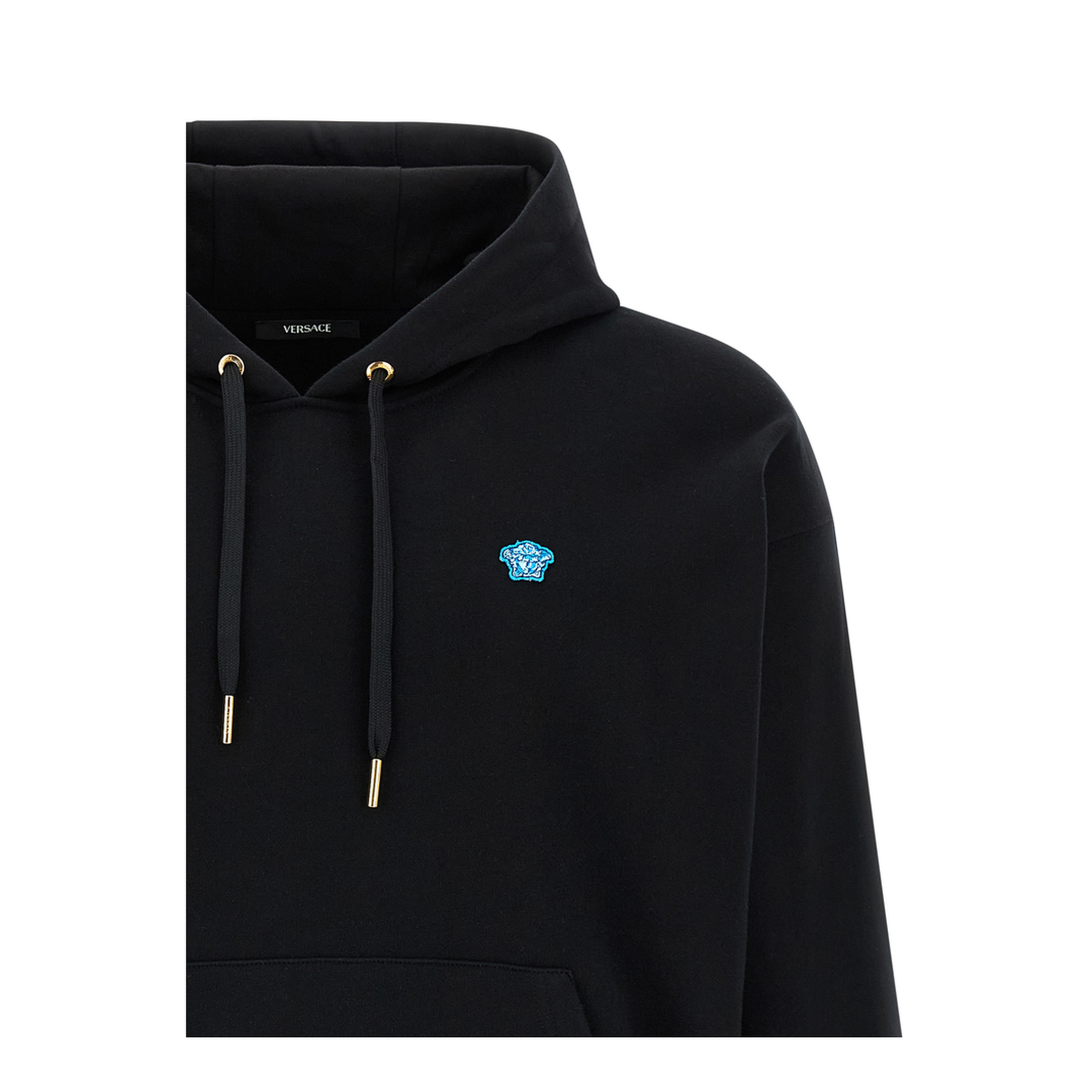 Patch Cotton Hoodie Black