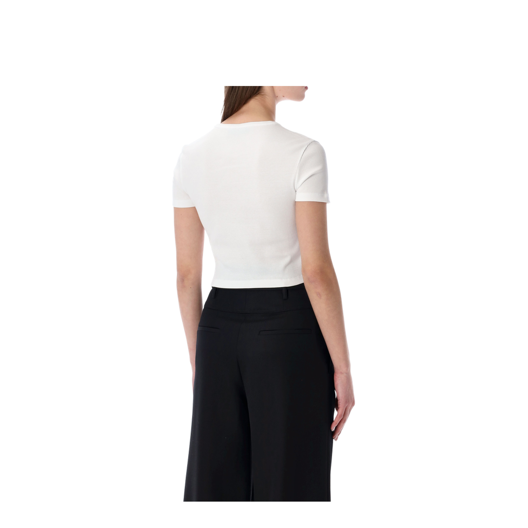 White Cropped T-Shirt with Logo