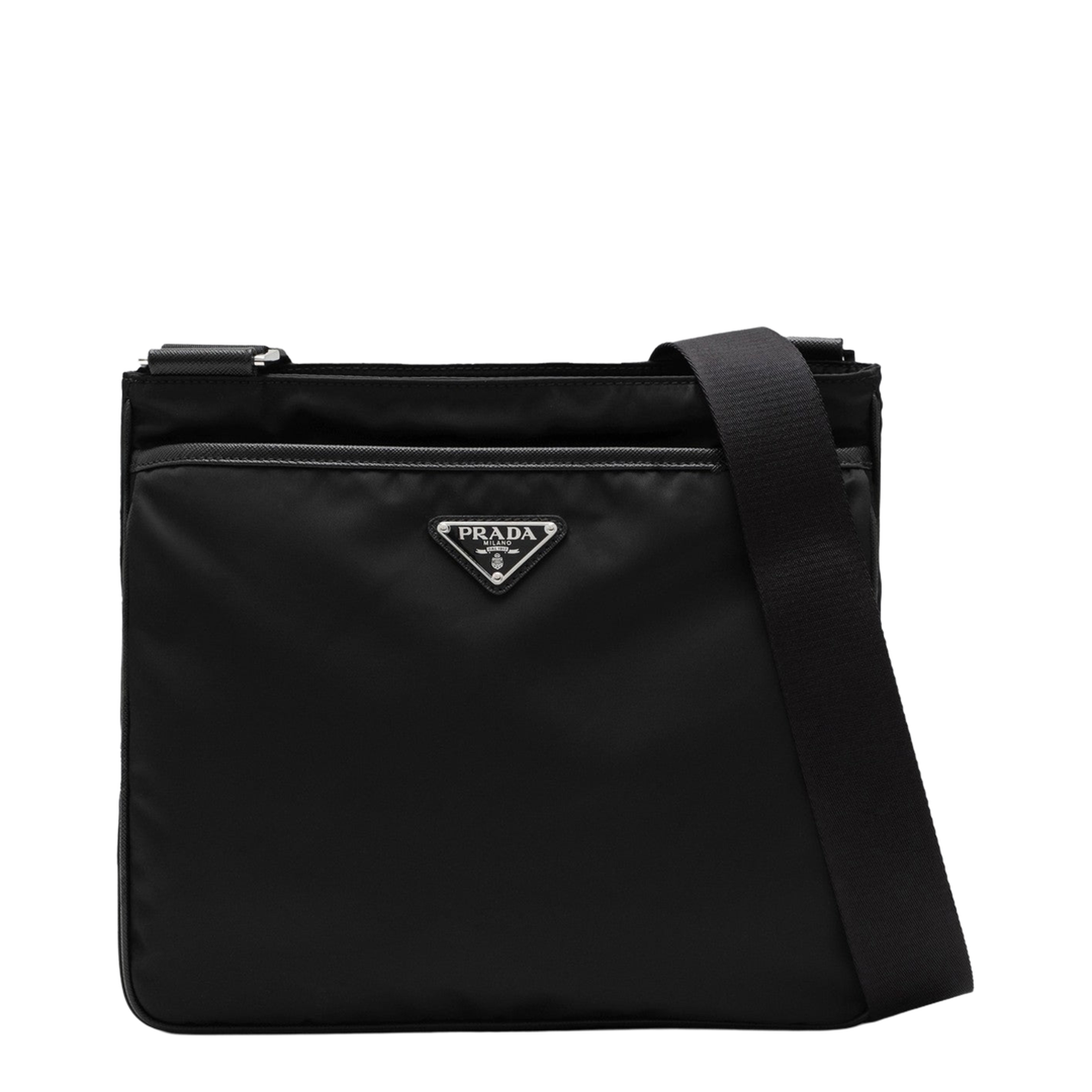 Re-Nylon Re-Nylon and Saffiano Leather Shoulder Bag - Black
