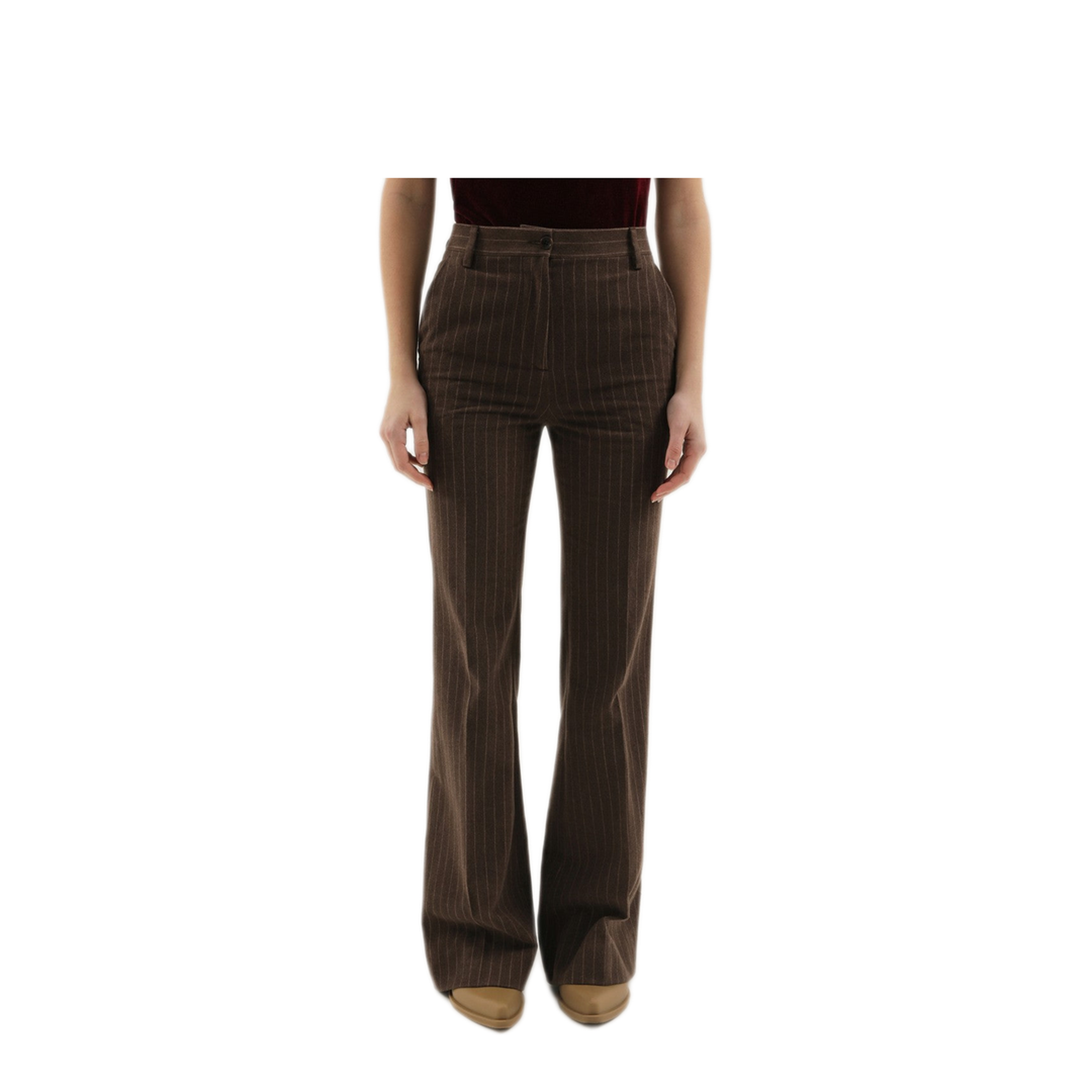 MAYFEYR - 1989 STUDIO - Brown Striped Flared Pants - F04WTD001FAB0022500