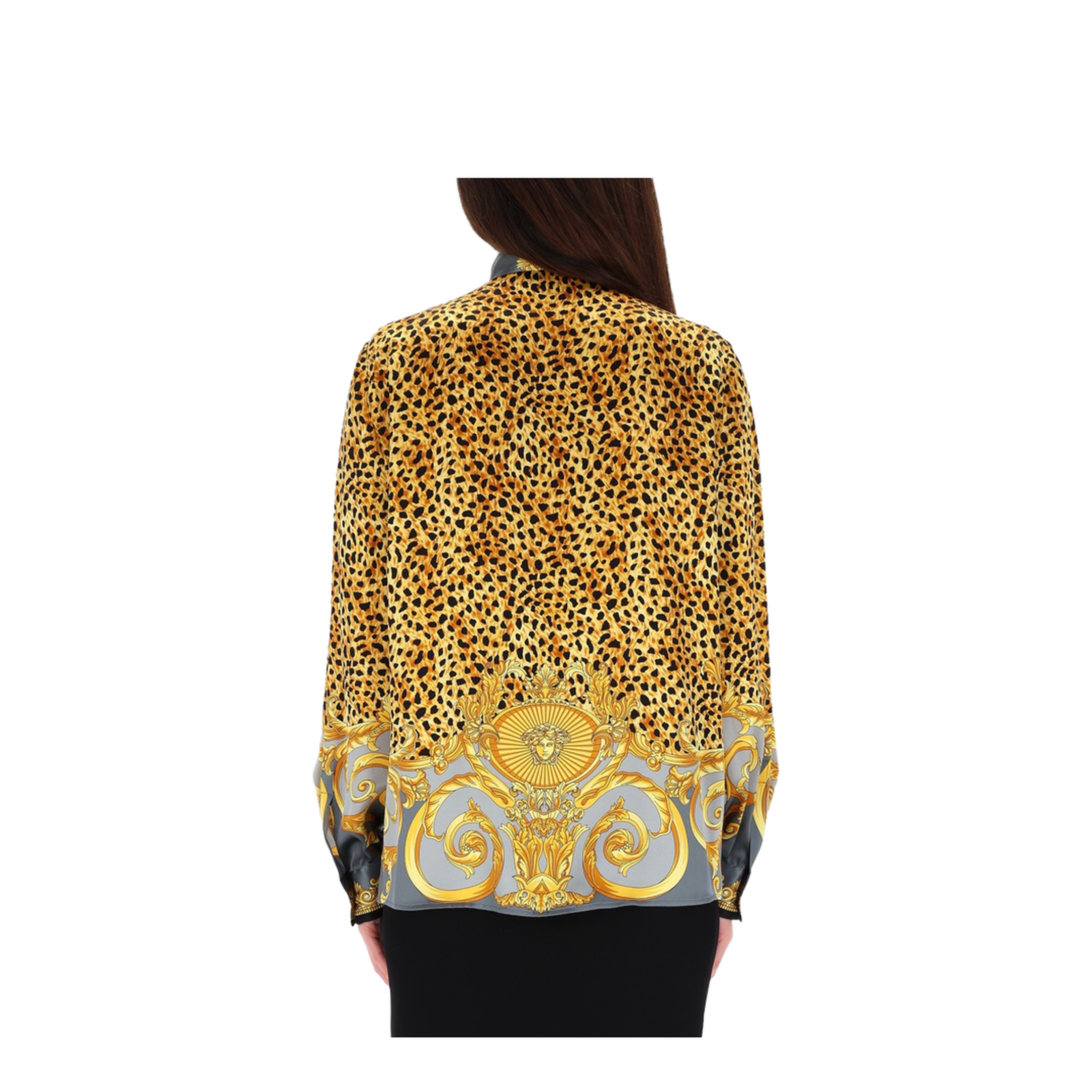 Cheetah Foulard Lavallière Silk Shirt