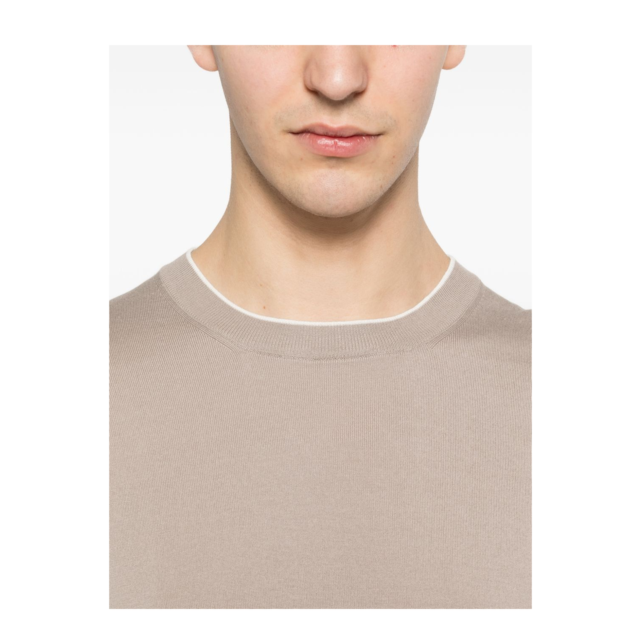 Knitted Cotton T-Shirt Brown