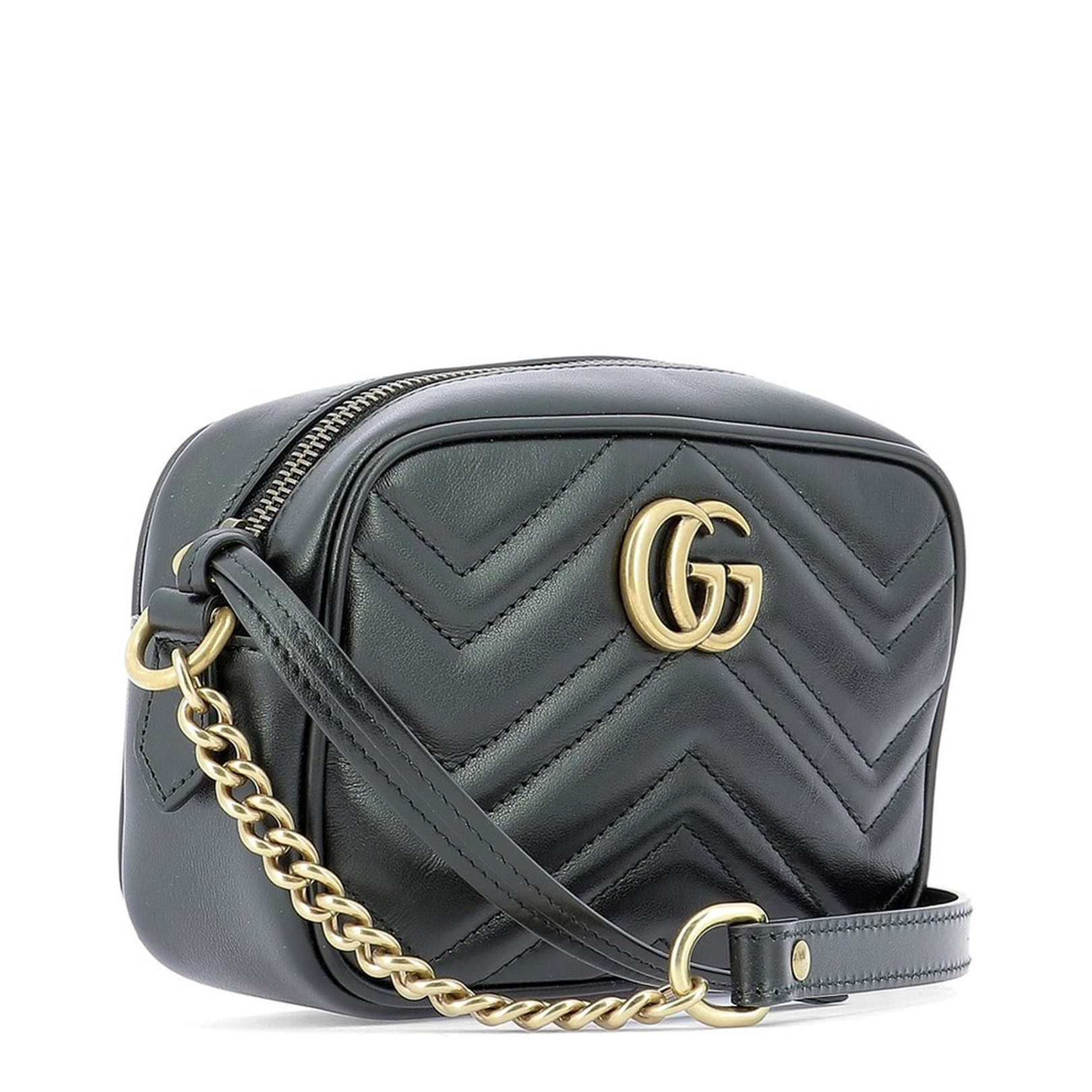 GG Marmont Small Leather Shoulder Bag - Black